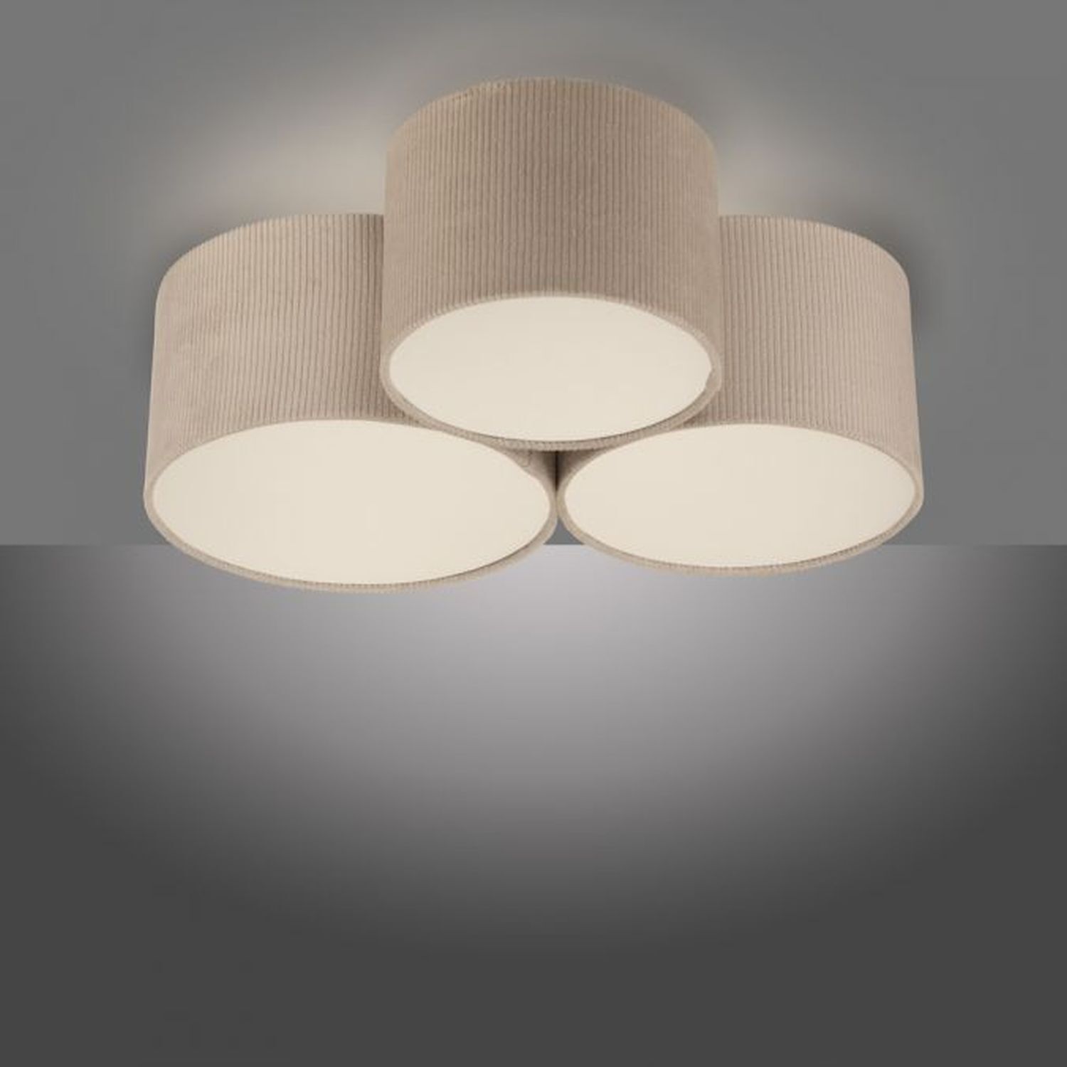 Lampe de plafonnier confortable Beige E27 L:70 cm 3-flmg faible éblouissement