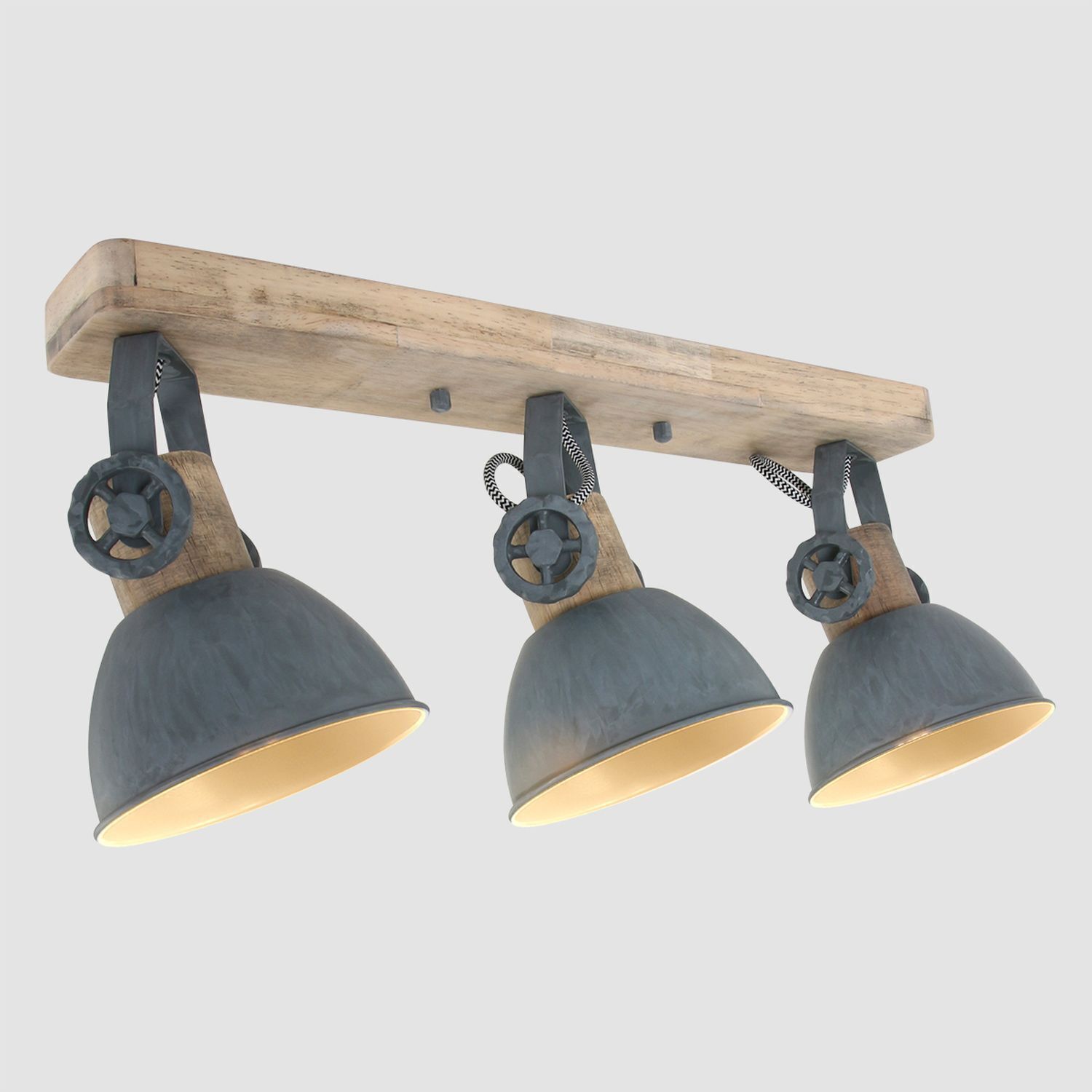 Deckenspot Holz Metall Grün 59 cm E27 3-flmg flexibel Leuchte, Gerät, Deckenventilator, Elektrisches Gerät