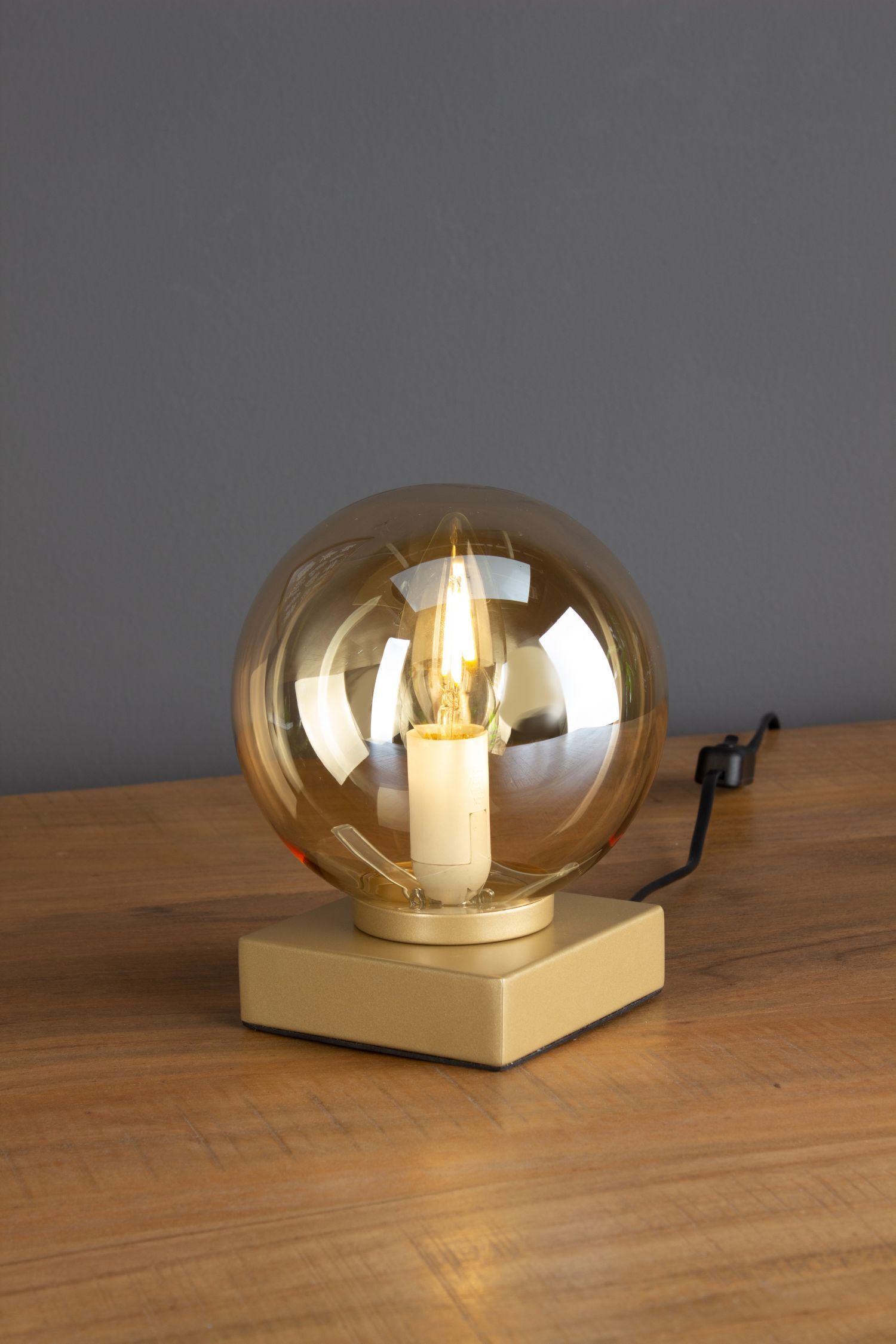 Lampe de table en or ambre 17,5 cm E14 boule élégante