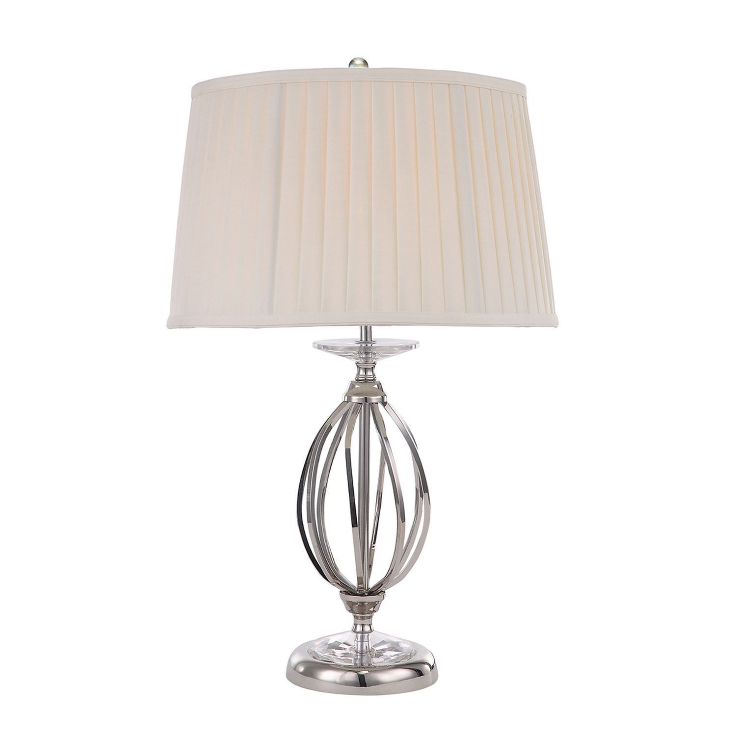 Lampe de chevet avec abat-jour en tissu 56,5cm en nickel crème