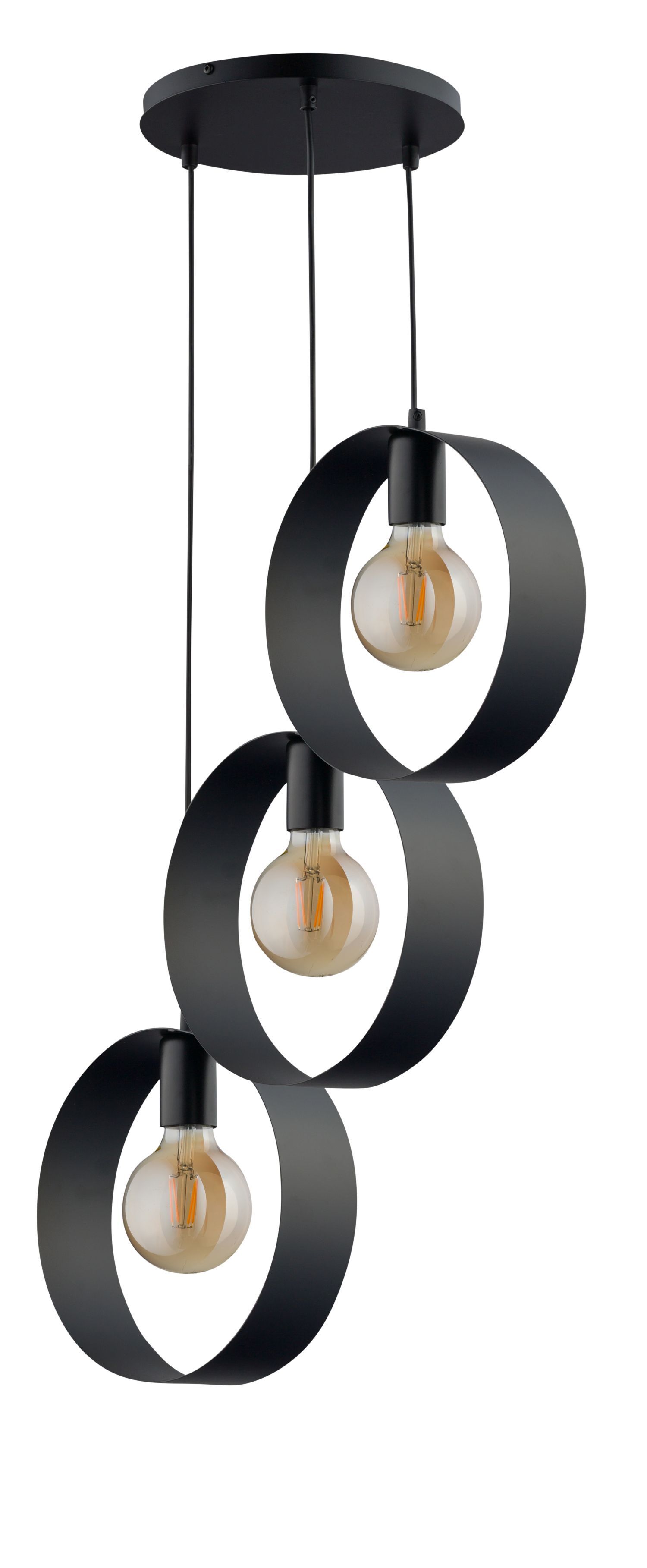 Lampe à suspendre décorative Anneaux Métal Noir L:45 cm E27