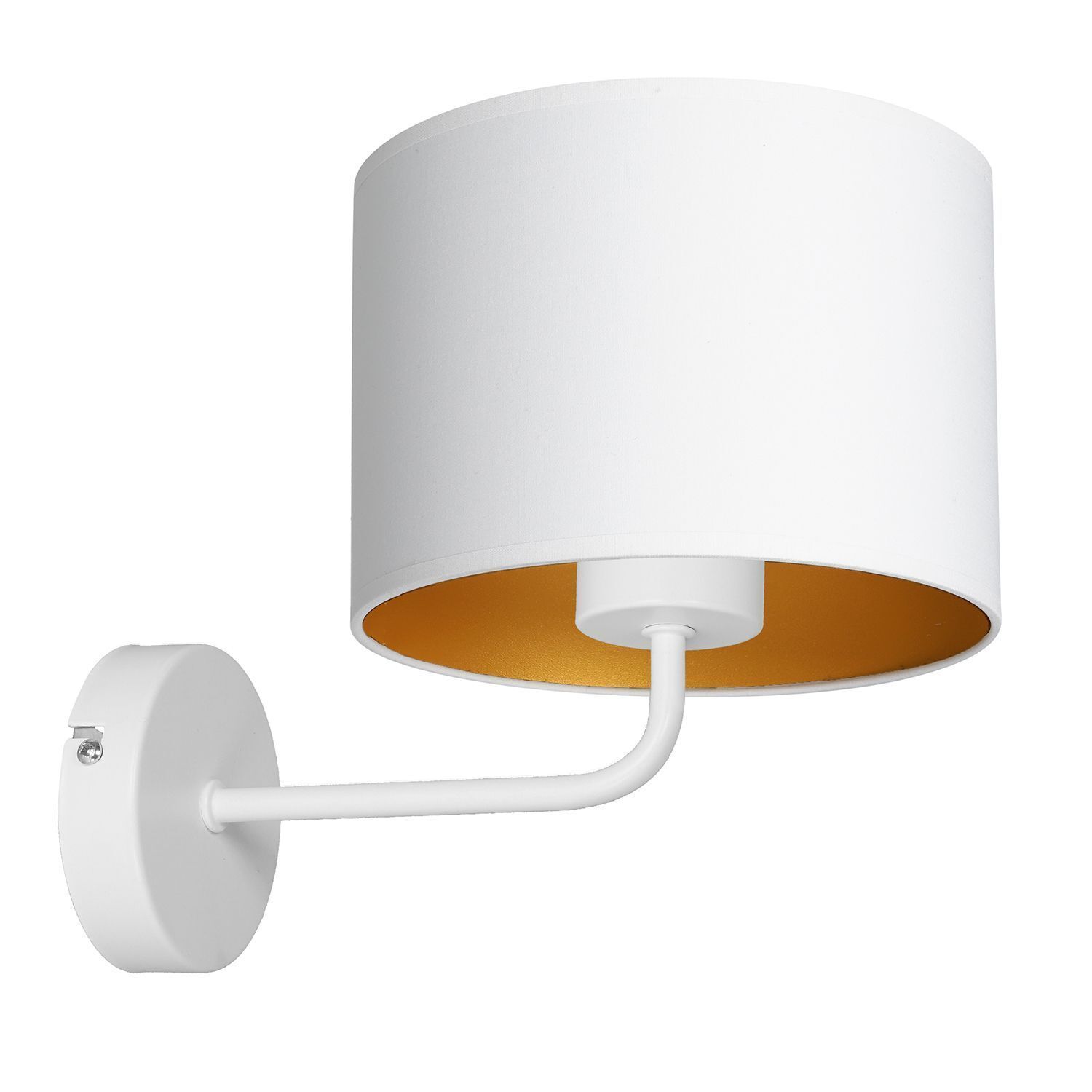 Applique Blanc Or Tissu Métal E27 H:24 cm faible éblouissement Lampe, Lampenschirm