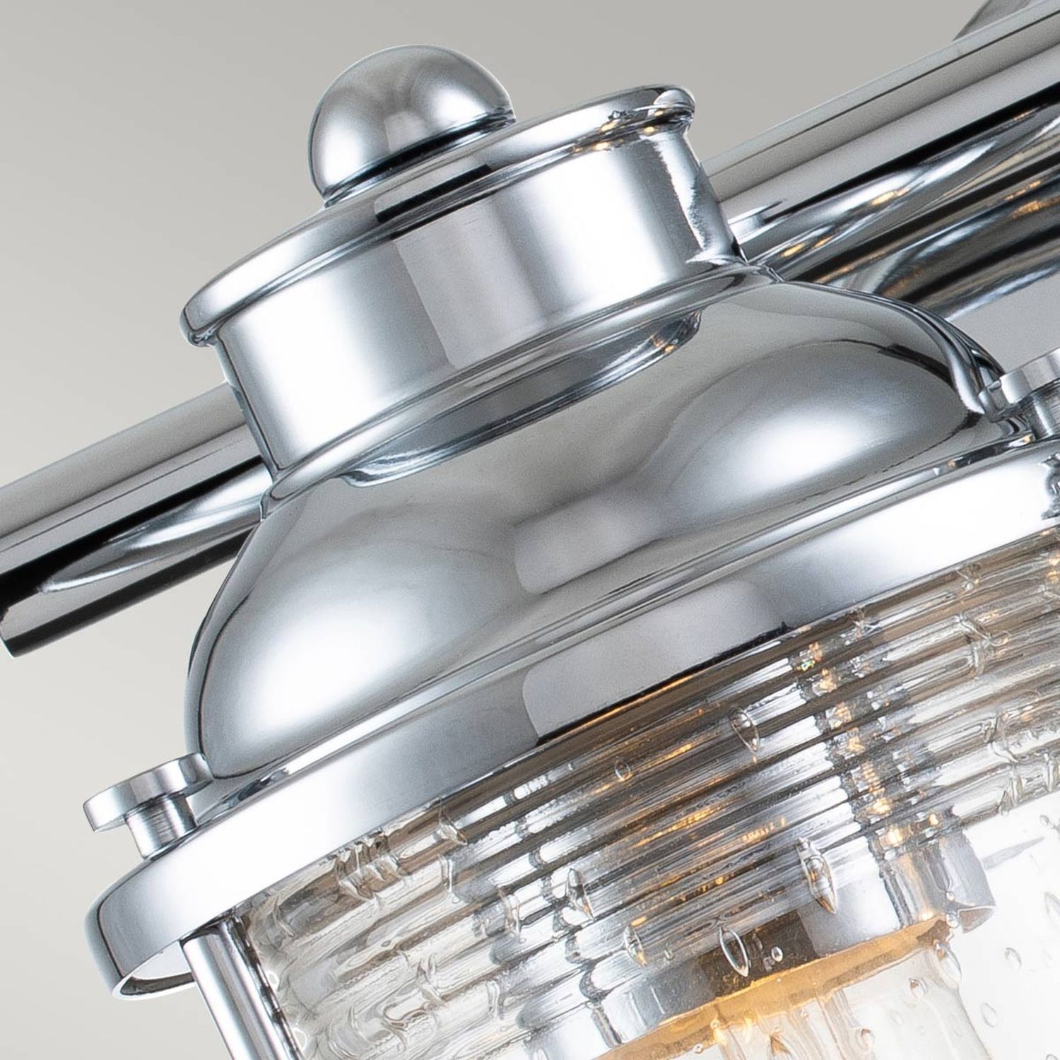 Lampe de salle de bain murale verre métal E27 IP44 36,2 cm de large en chrome