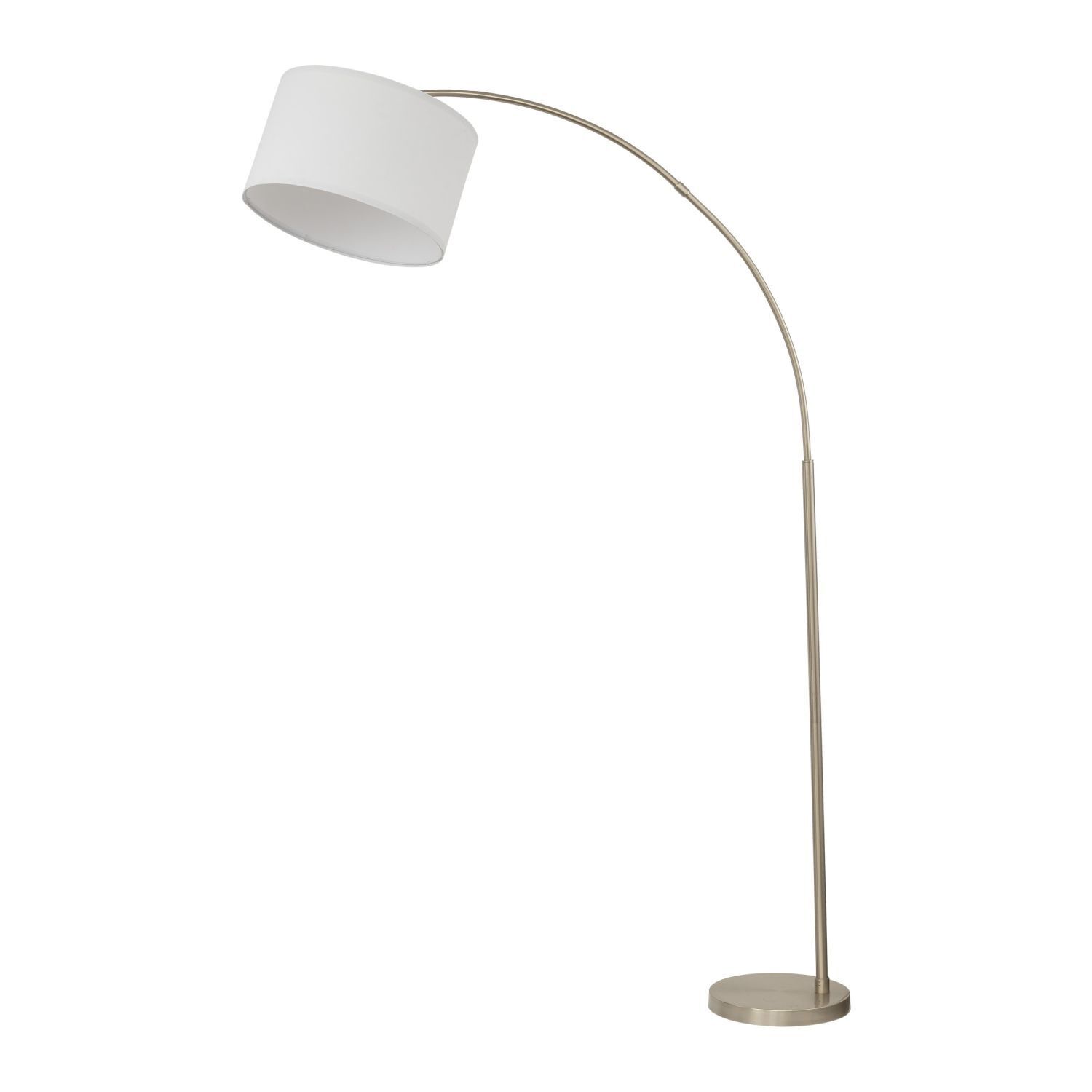Luminaire en arc réglable 200 cm tissu métal chrome blanc E27 Lampe, Lampenschirm