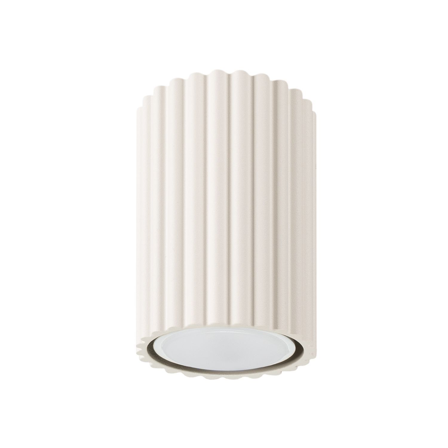 Spot GU10 H : 10 cm Ø 6,5 cm petit modèle en saillie aluminium crème