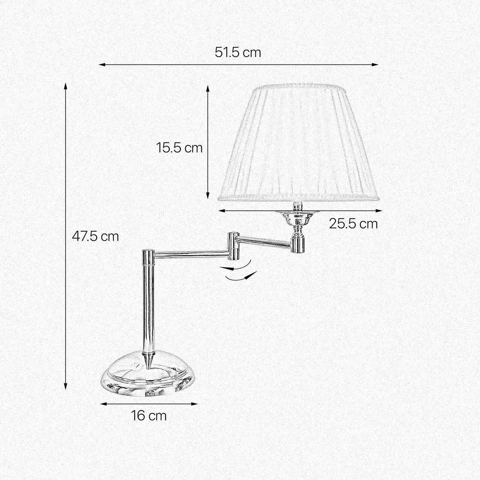 Lampe de table réglable 47,5 cm laiton tissu E14