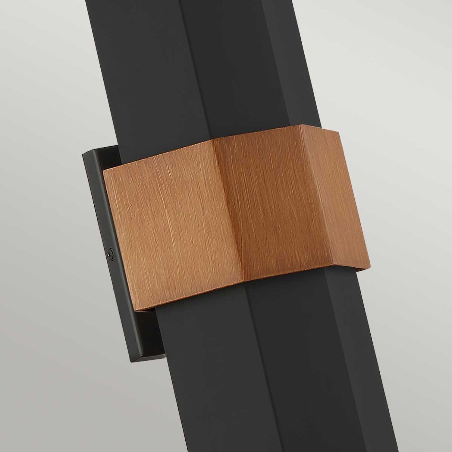 Asteszwieren?, Kupferklemme, Metallhalter, Holz-Akzent, schwarzer Stahlträger