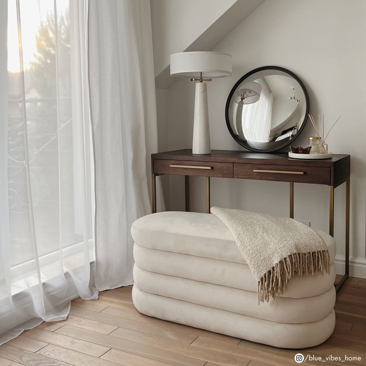 Tischlampe Marmor Stoff Metall 63,5 cm in Weiß Messing 2x E27 Moebel