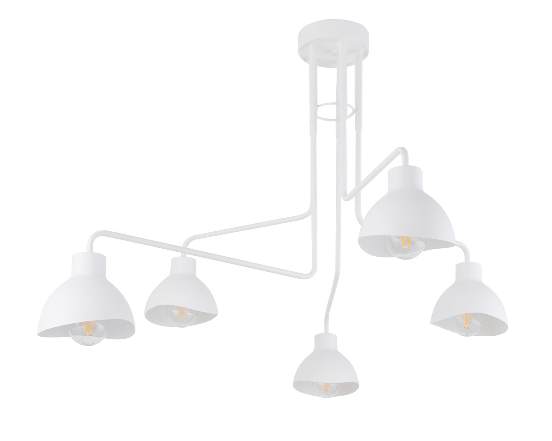 Plafonnier métal E27 blanc 5 flammes stylé