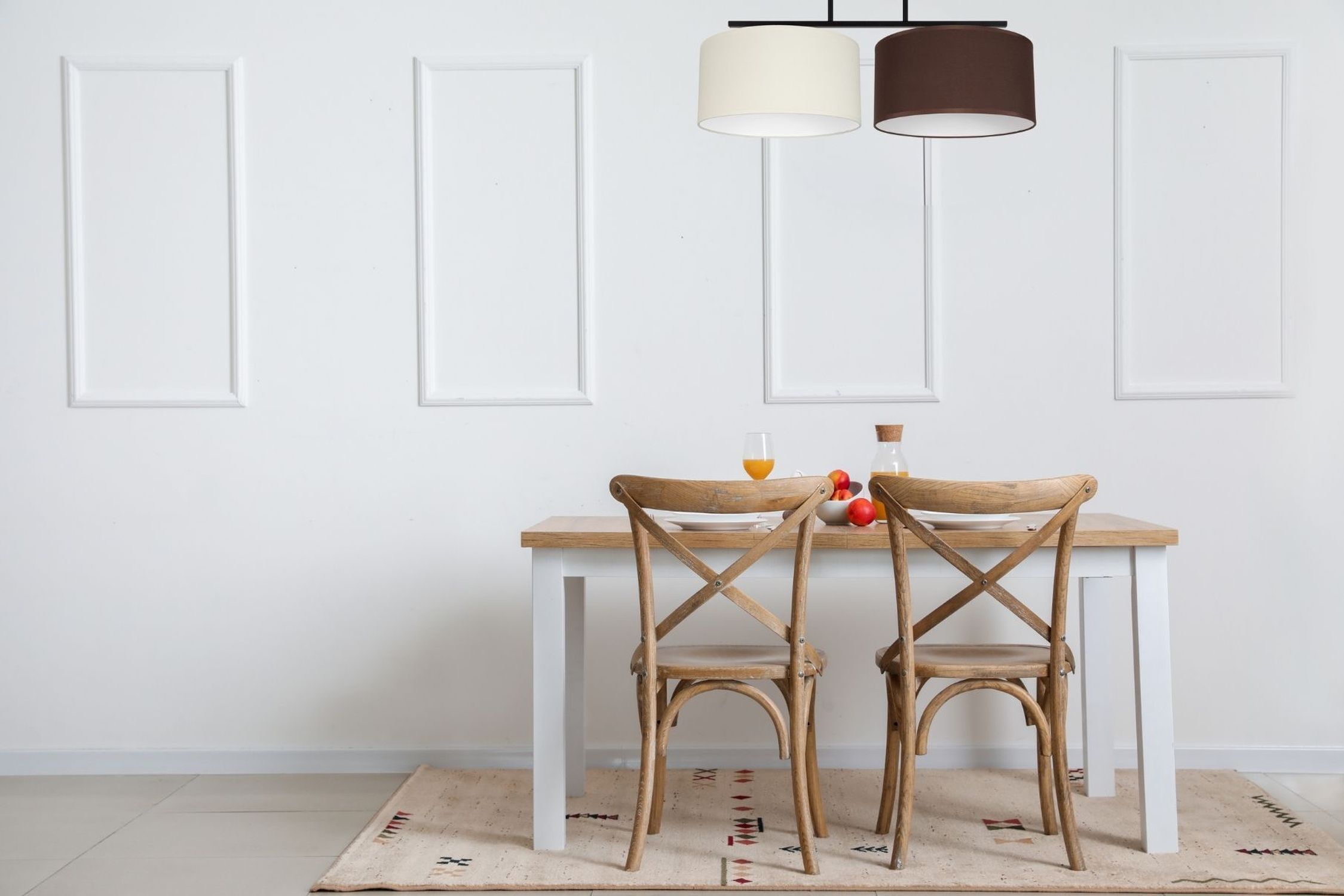 Blendarme Plafonnier Tissu Ecru Marron E27 L:70 cm Esstisch, Tisch, Esszimmer, Innenarchitektur, Lampe