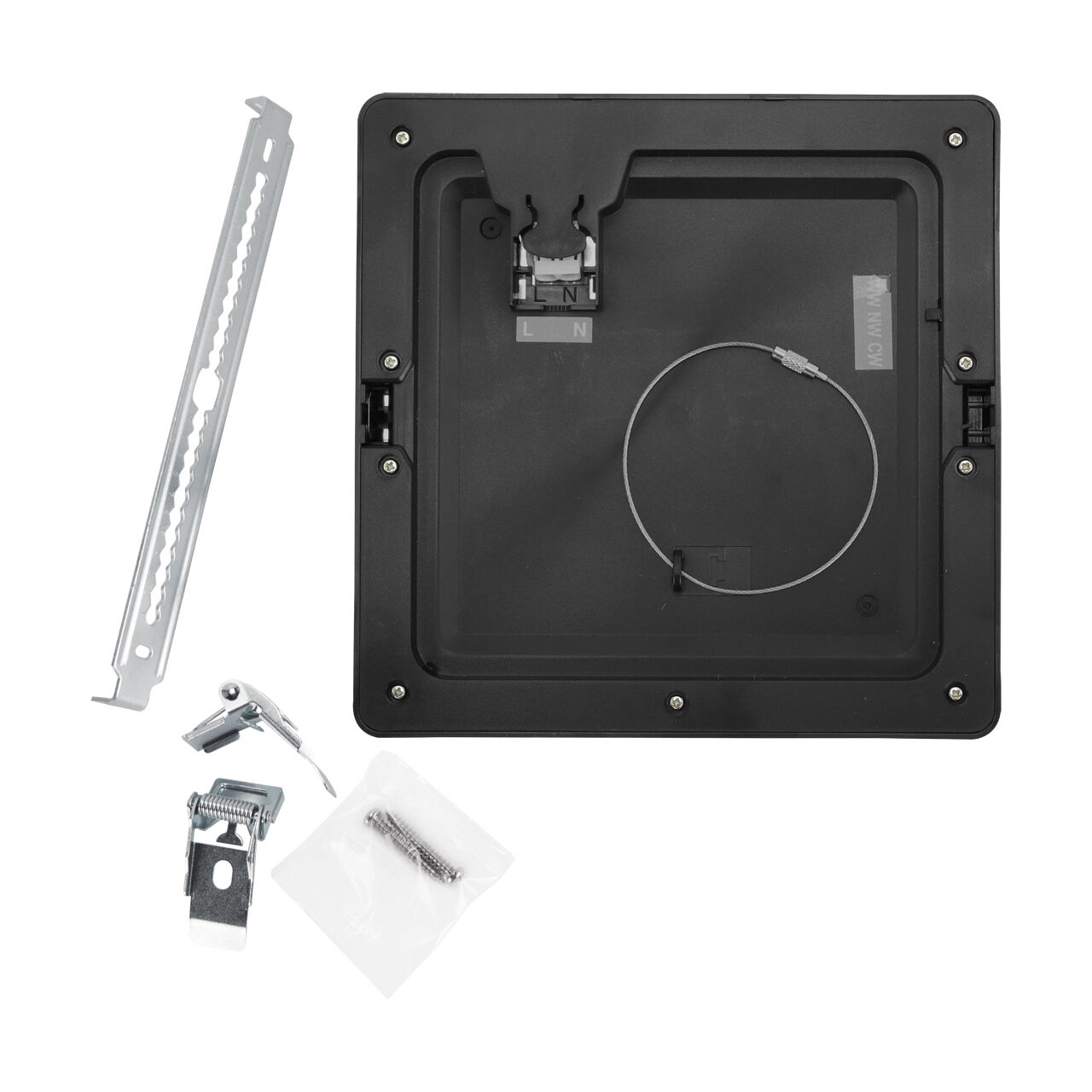 LED Deckenleuchte Unterputz Aufputz B: 29,2 cm Schwarz Weiß LED panel, Montagekit, Metallhalter, Schrauben, Steckkabel