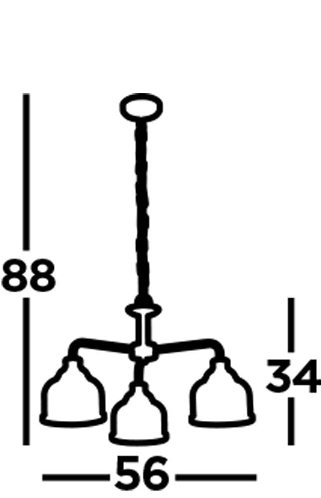 Lampe à suspendre laiton antique transparent Ø 56 cm métal verre 3x E27