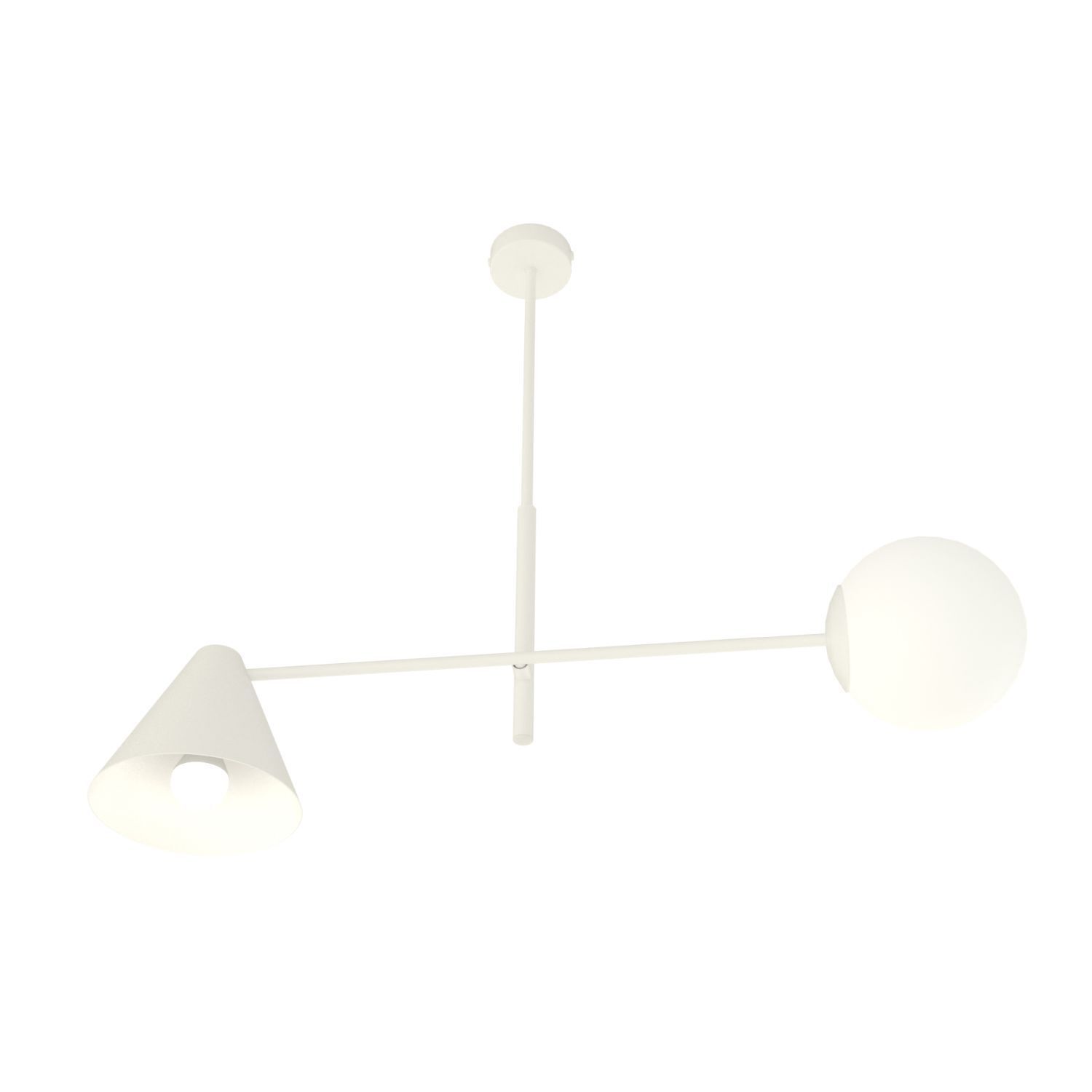 Plafonnier faible éblouissement métal verre E14 2 flammes blanc