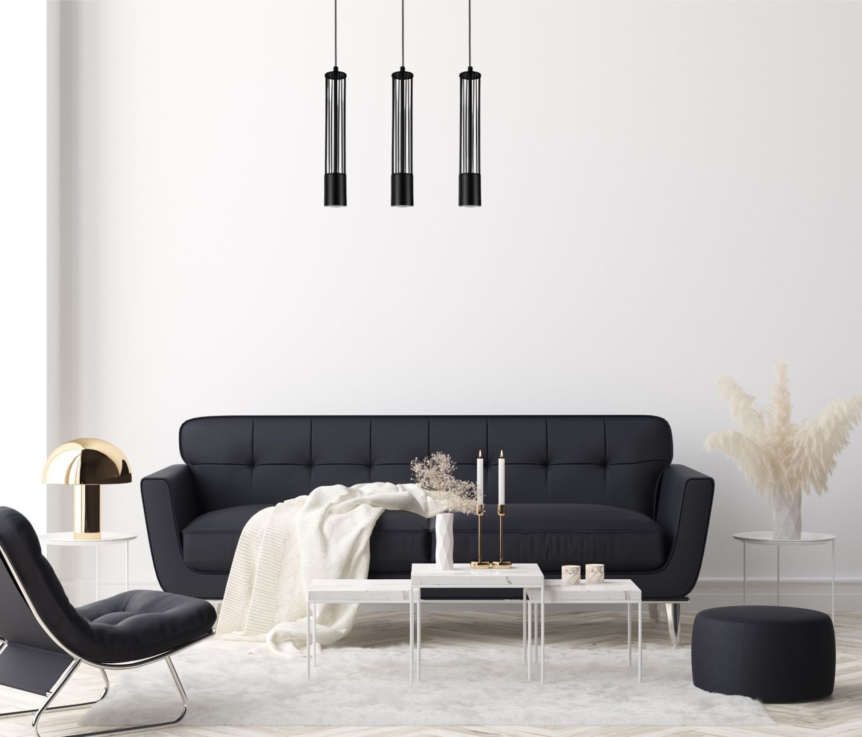 Suspension décorative métal GU10 55 cm de long noir
