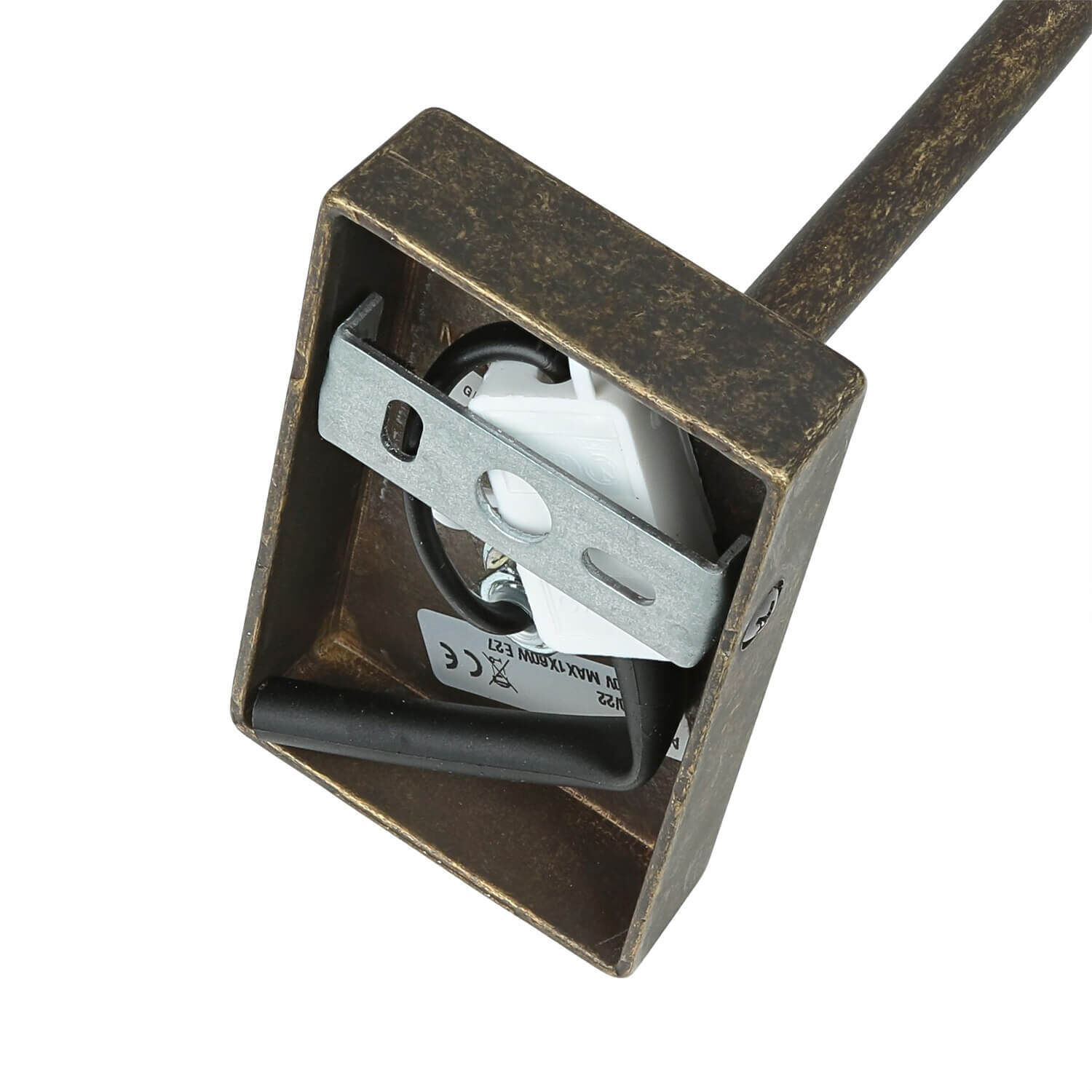 Messing Wandleuchte E27 Beige Stoff Schirm