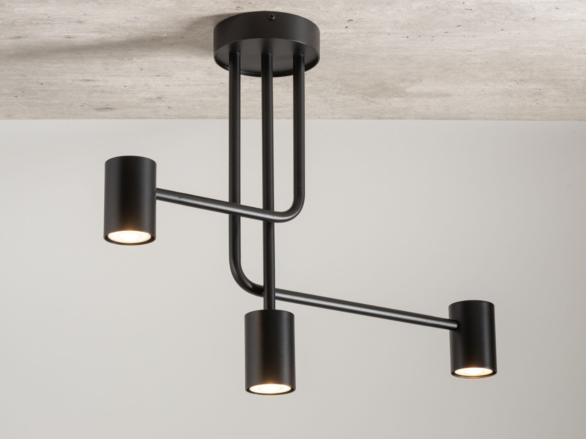Plafonnier noir GU10 Cylindre L:60 cm Métal