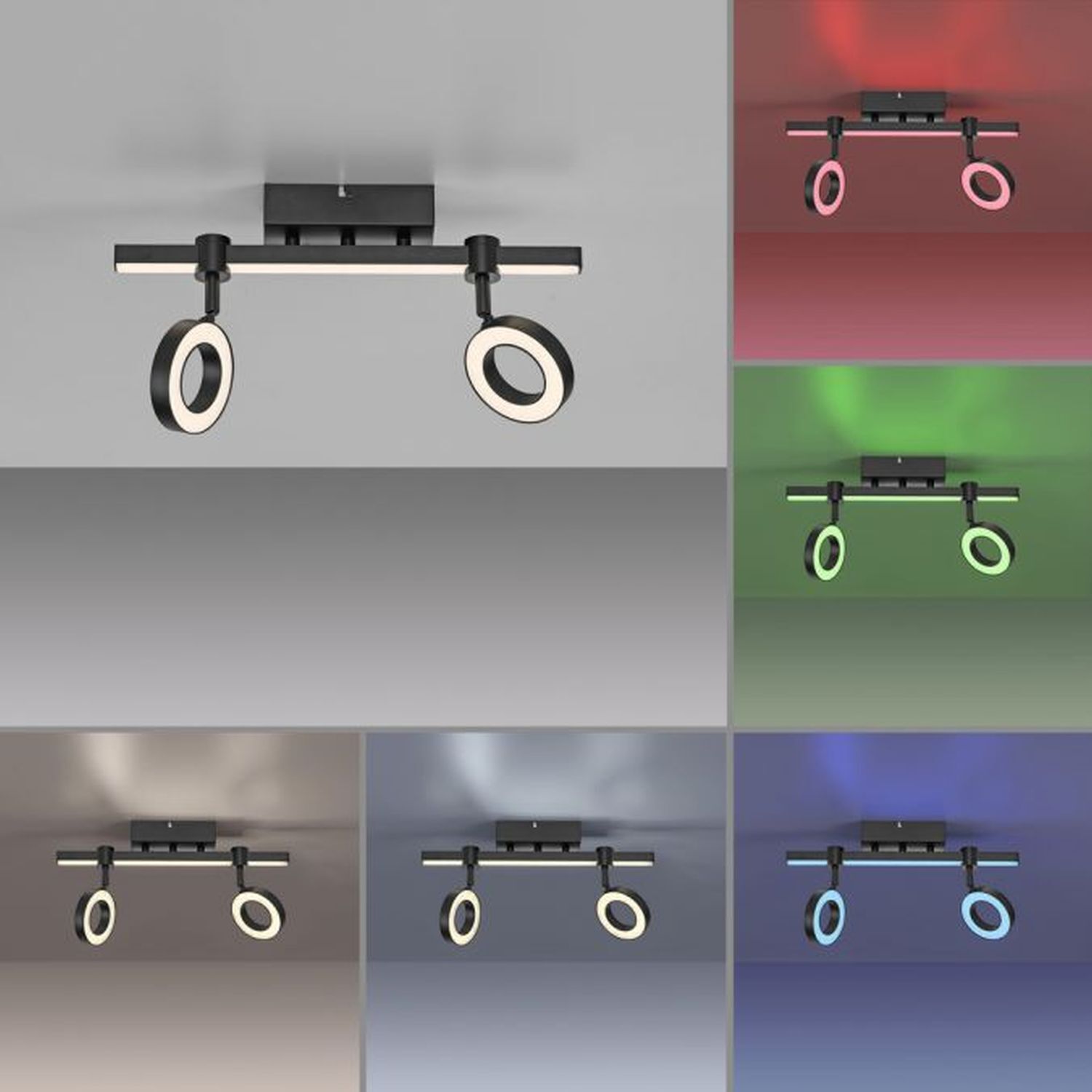 Verstellbarer LED Deckenspot Schwarz RGB Licht dimmbar