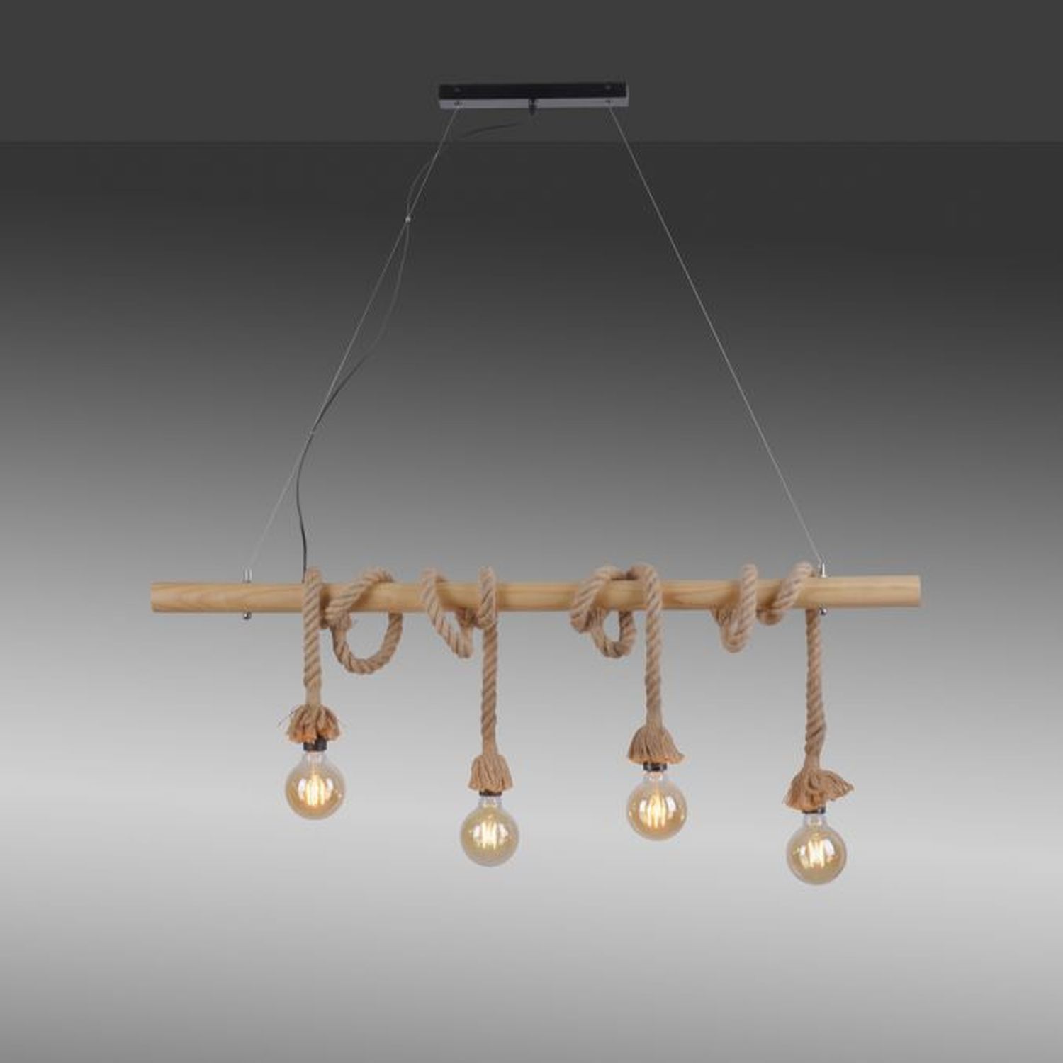 Suspension vintage poutre en bois corde E27 100 cm Leuchter, Lampe