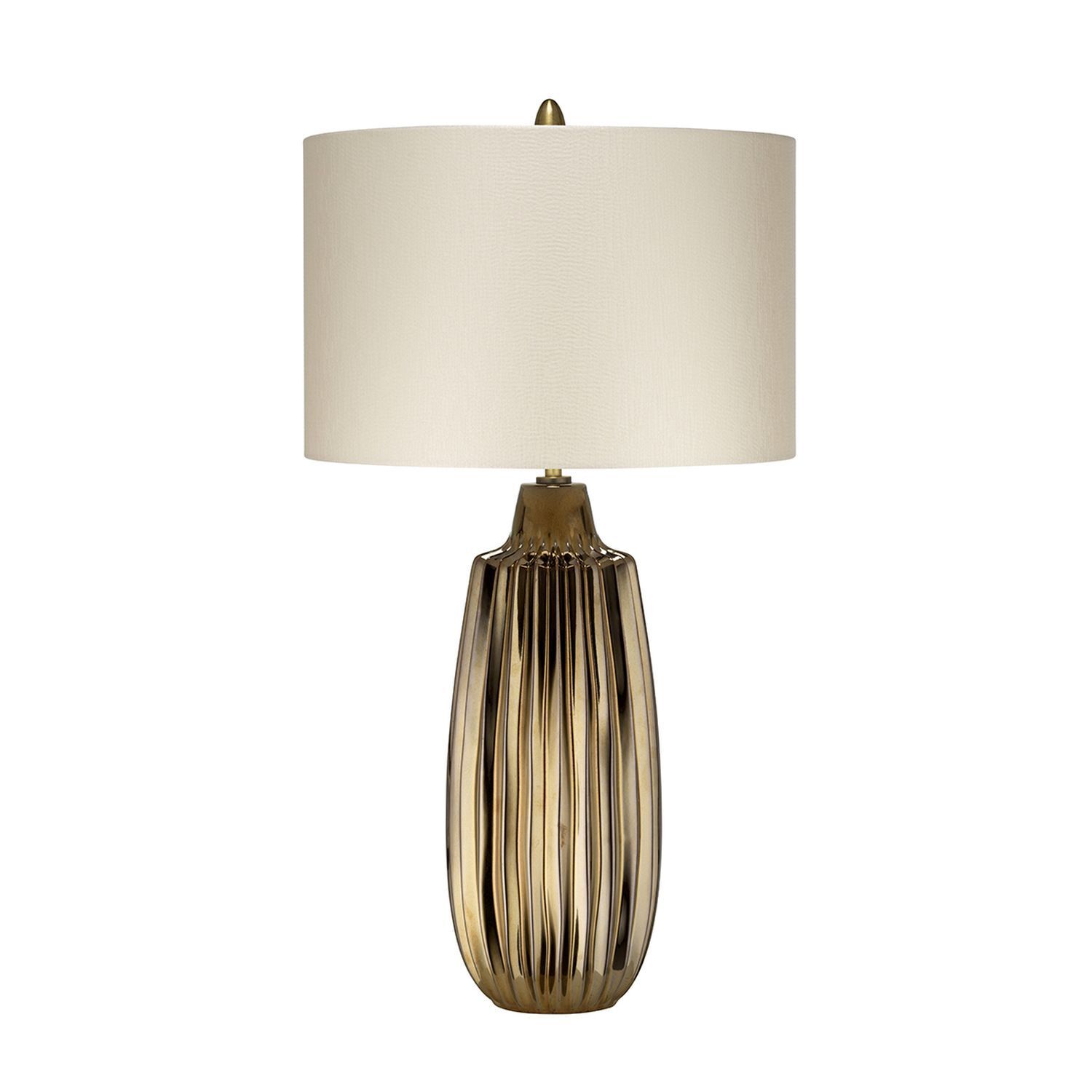 Lampe de table E27 67 cm en bronze blanc céramique tissu