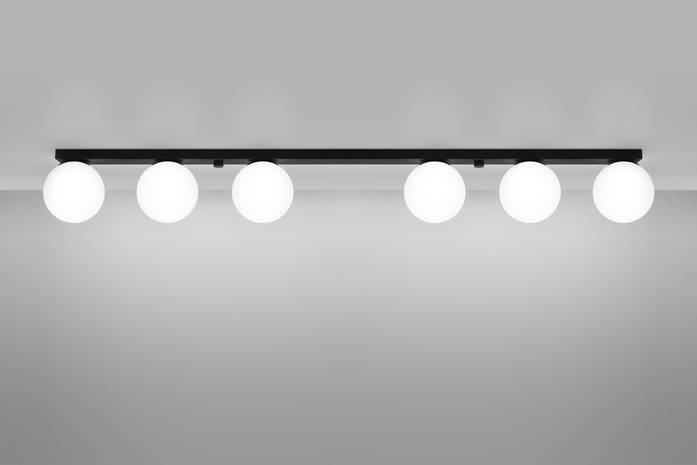 Grand plafonnier 120 cm de long verre boules 6-flamme G9
