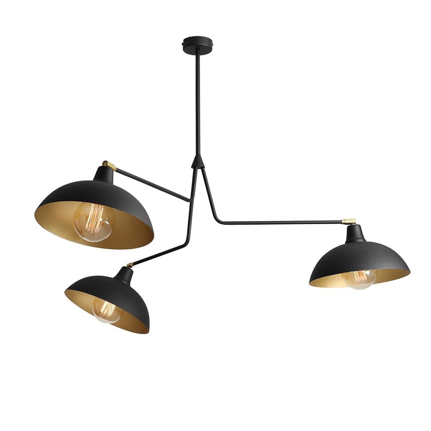 Plafonnier noir métal 3 flammes E27 flexible