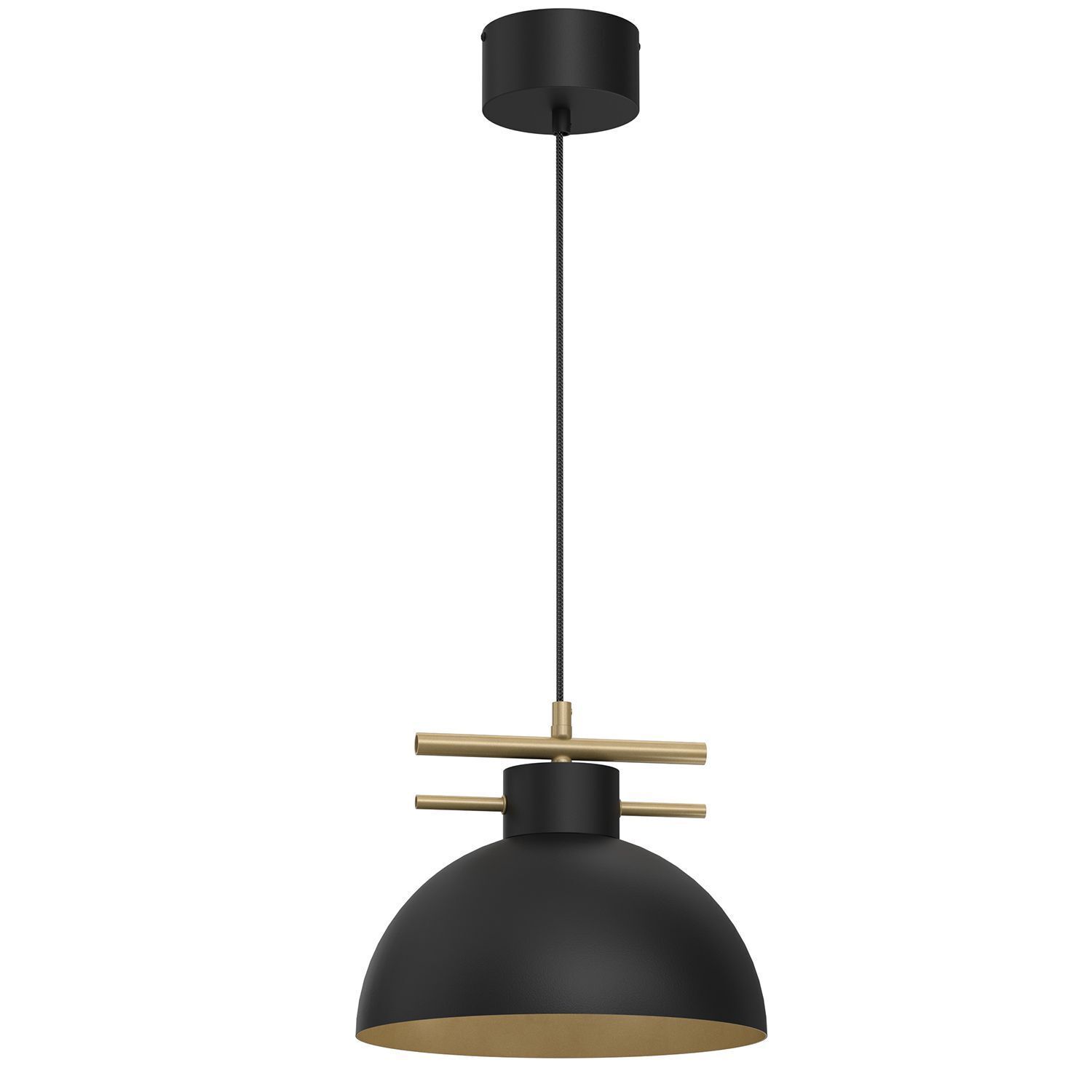 Elégante lampe à suspendre métal noir or Ø29 cm E27 rond