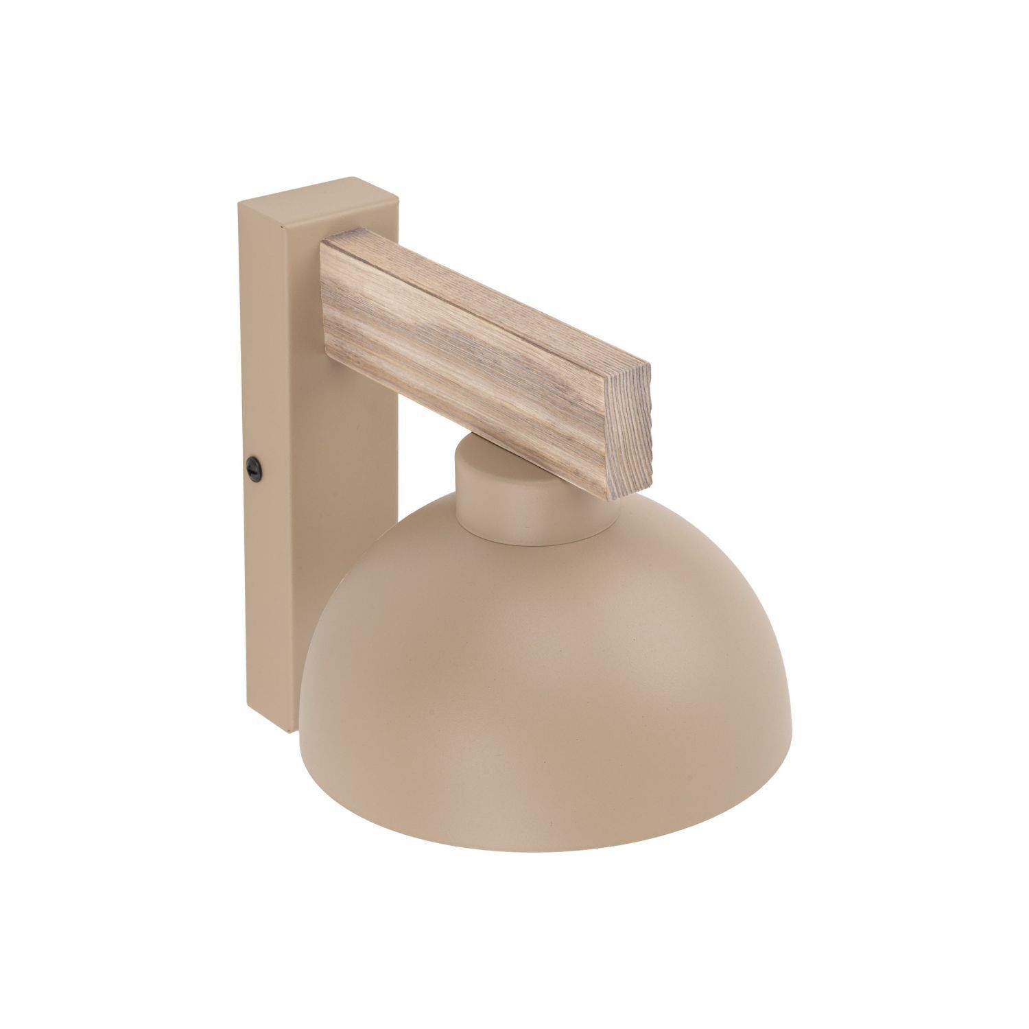 Wandleuchte mit Schalter Holz Metall Beige E27 B:18 cm Wandlampe, Beleuchtung, Beige, Holz Akzent, Schirm