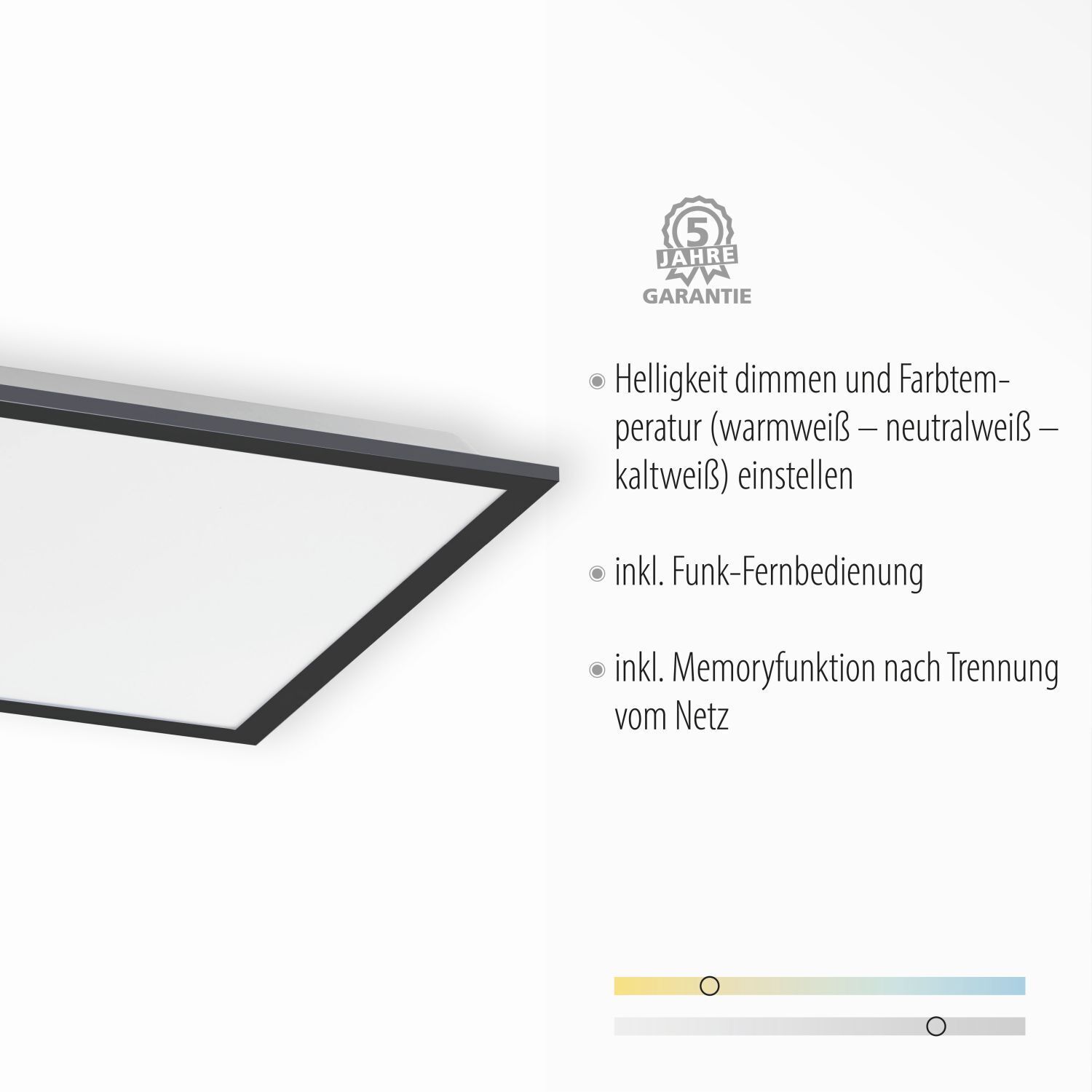 Lampe de plafonnier LED à intensité variable L:44,5 cm Télécommande noire