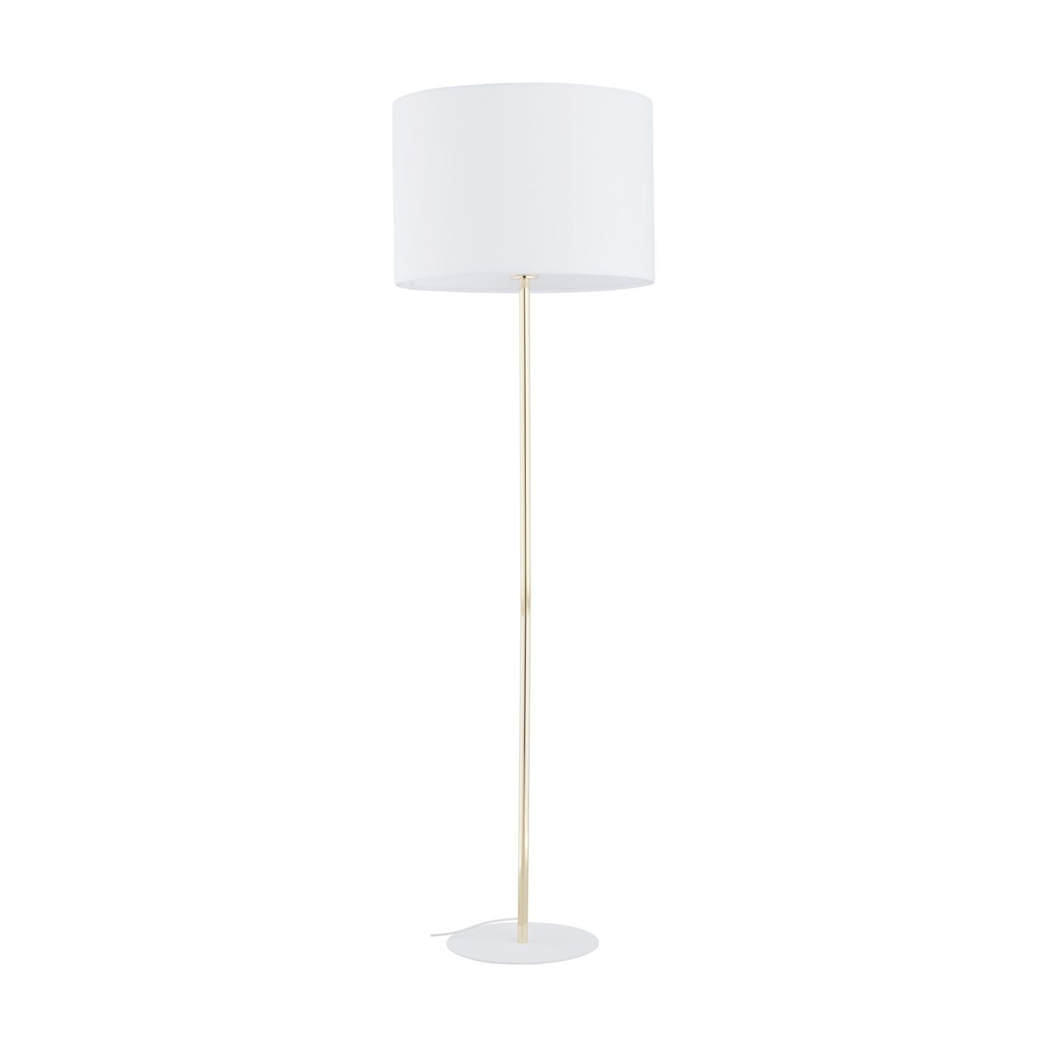 Lampadaire or blanc 160 cm en métal tissu E27 salon