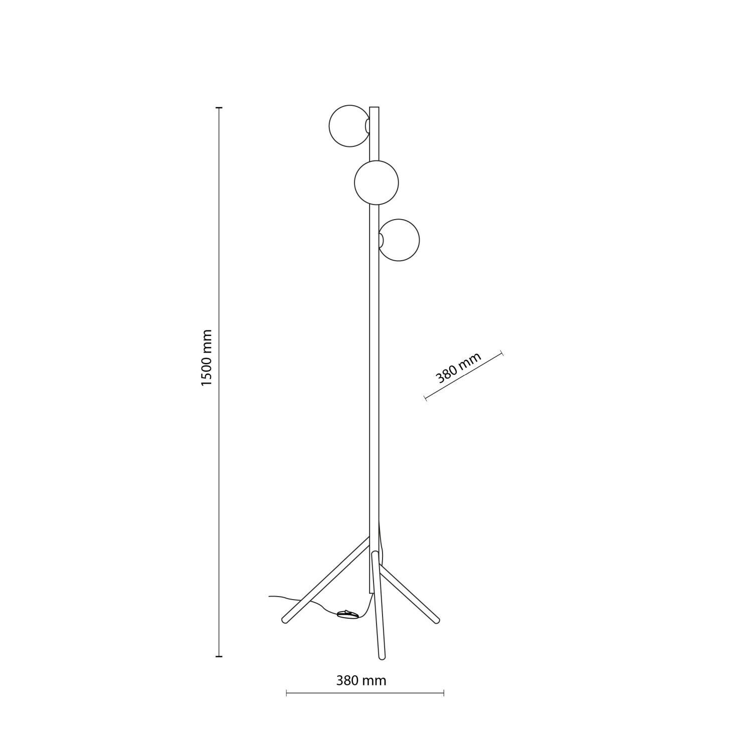 Stehleuchte Braun Holz 150 cm G9 elegant Tripod Glas Stehlampe, Lampenstange, Standlampe, Mehrfachlampe, Stromkabel