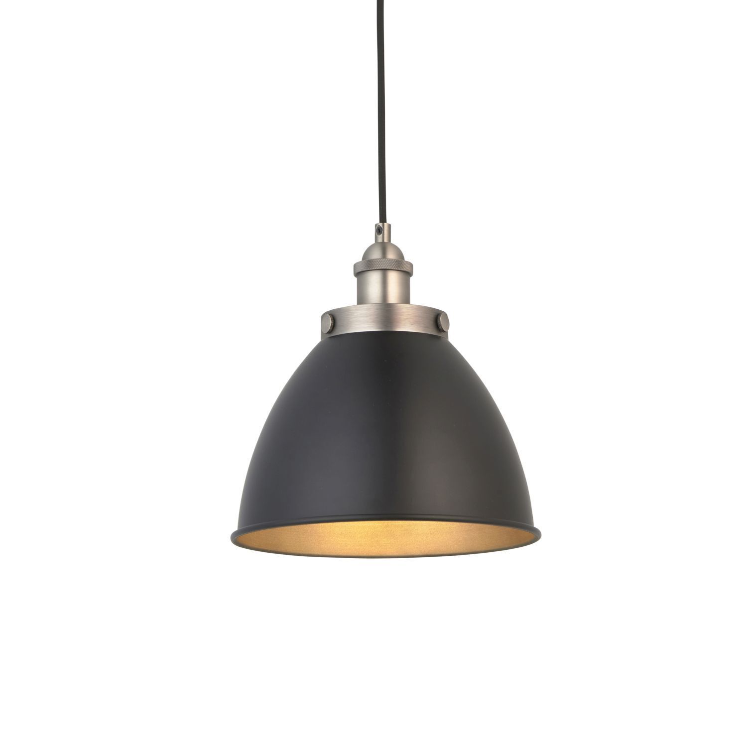Suspension E27 noir étain antique Ø 23,5 cm métal vintage