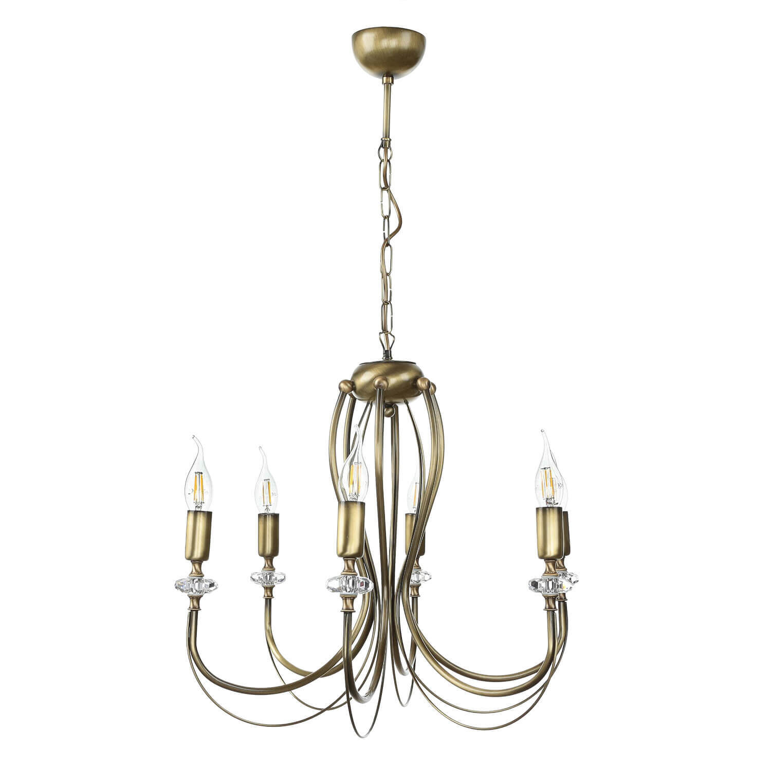 Lustre rustique métal en laiton E14 6-flamme