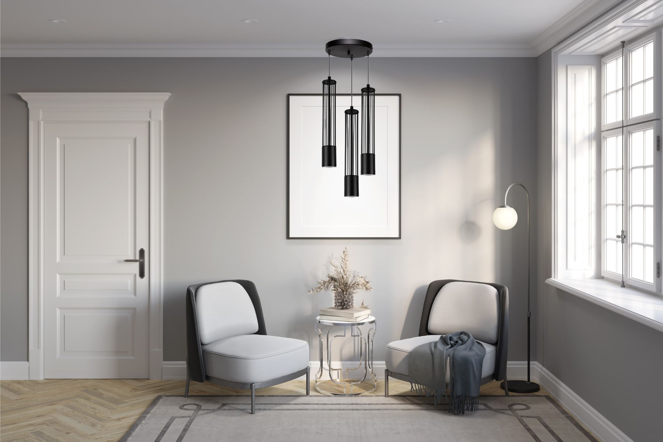 Suspension décorative métal GU10 Ø35 cm rond noir