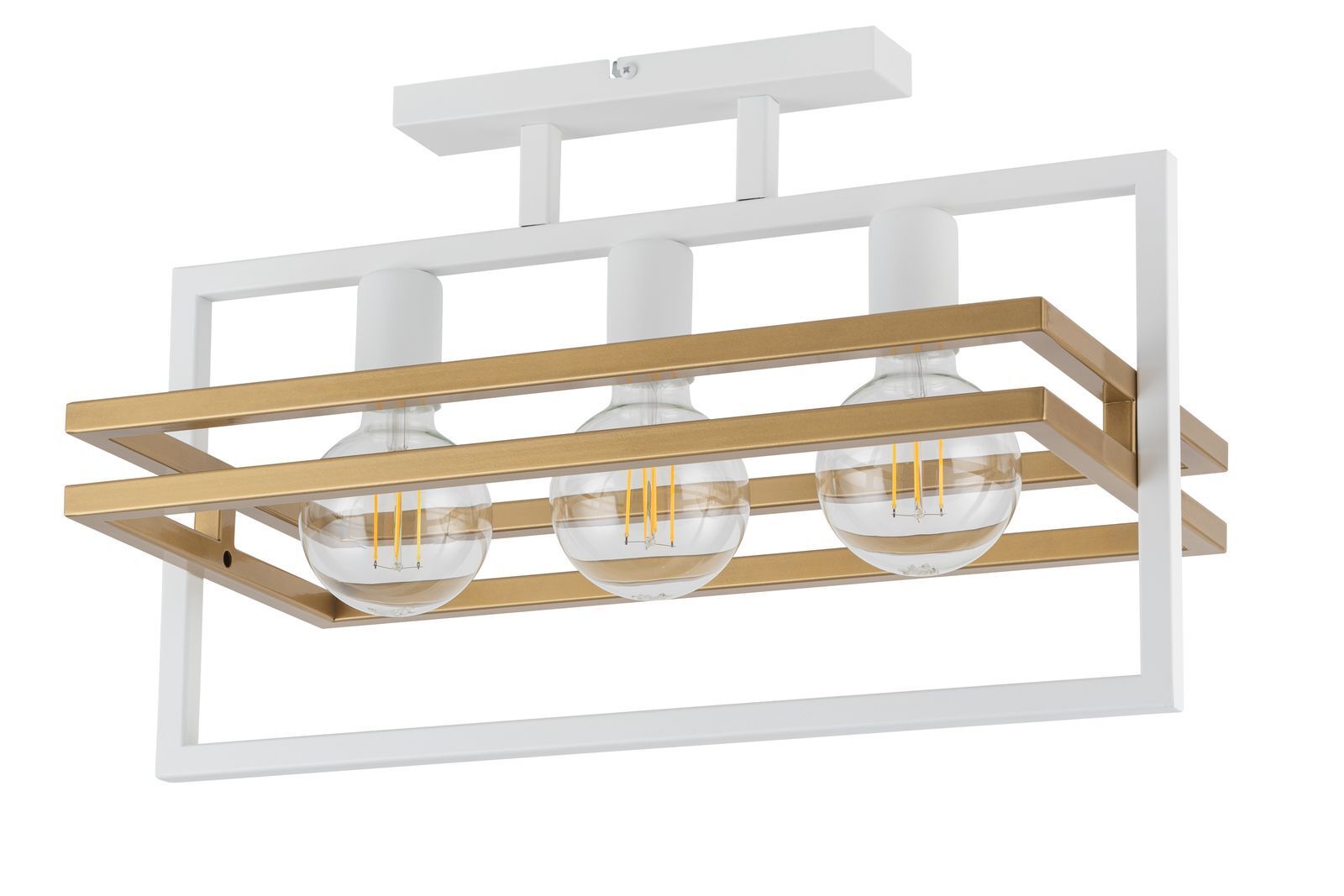Plafonnier blanc 3 flammes métal L:52 cm E27 élégant