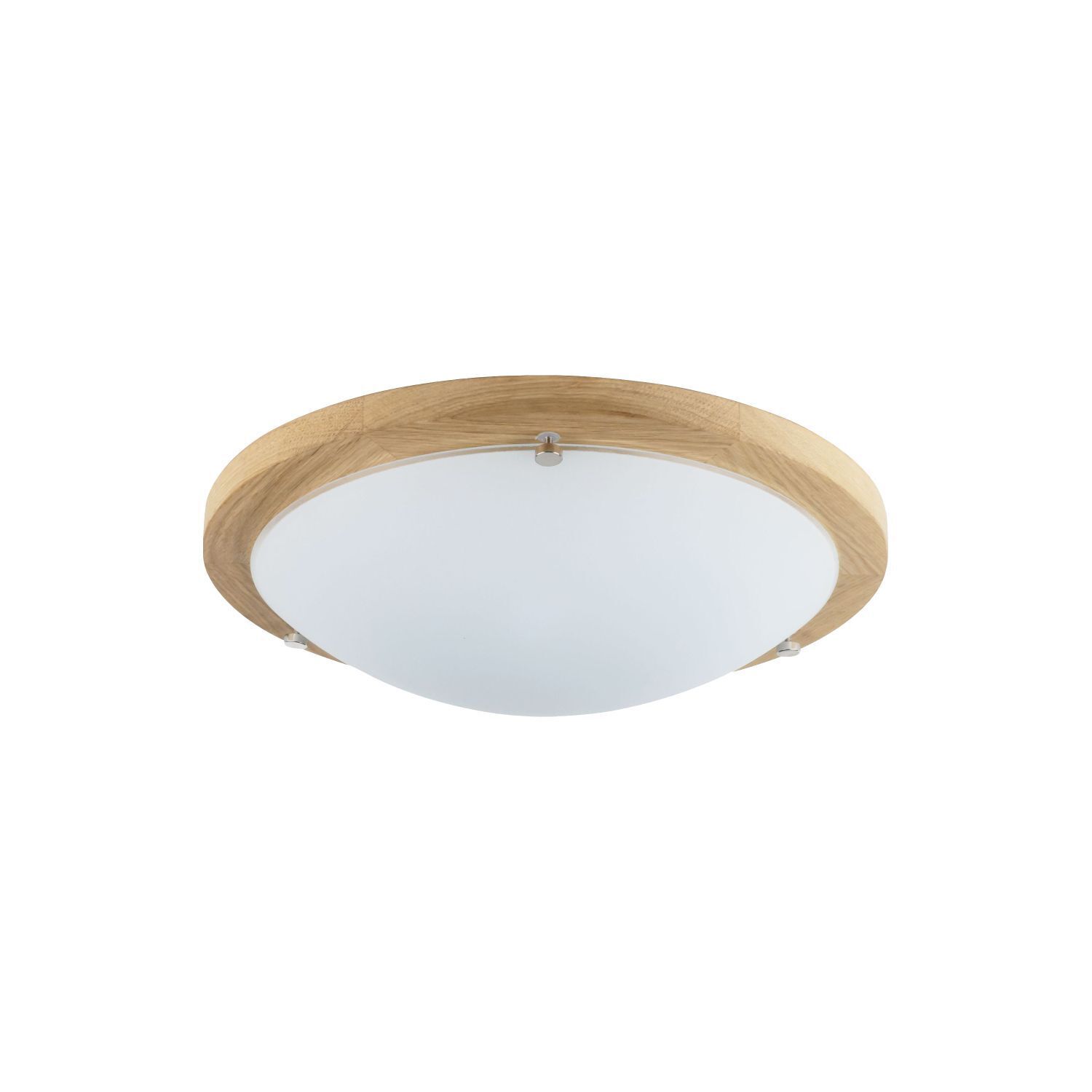 Plafonnier LED rond verre bois anti-éblouissement 2700K