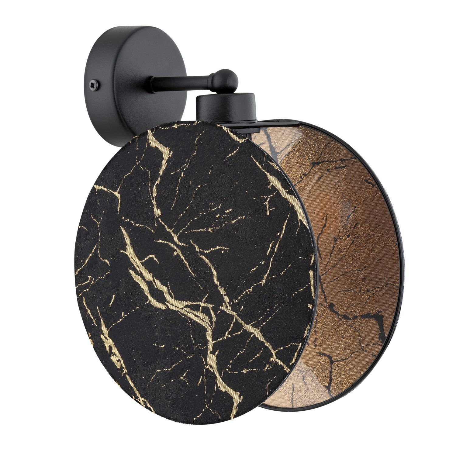 Applique murale aspect marbre Ø 20 cm rond noir or E27