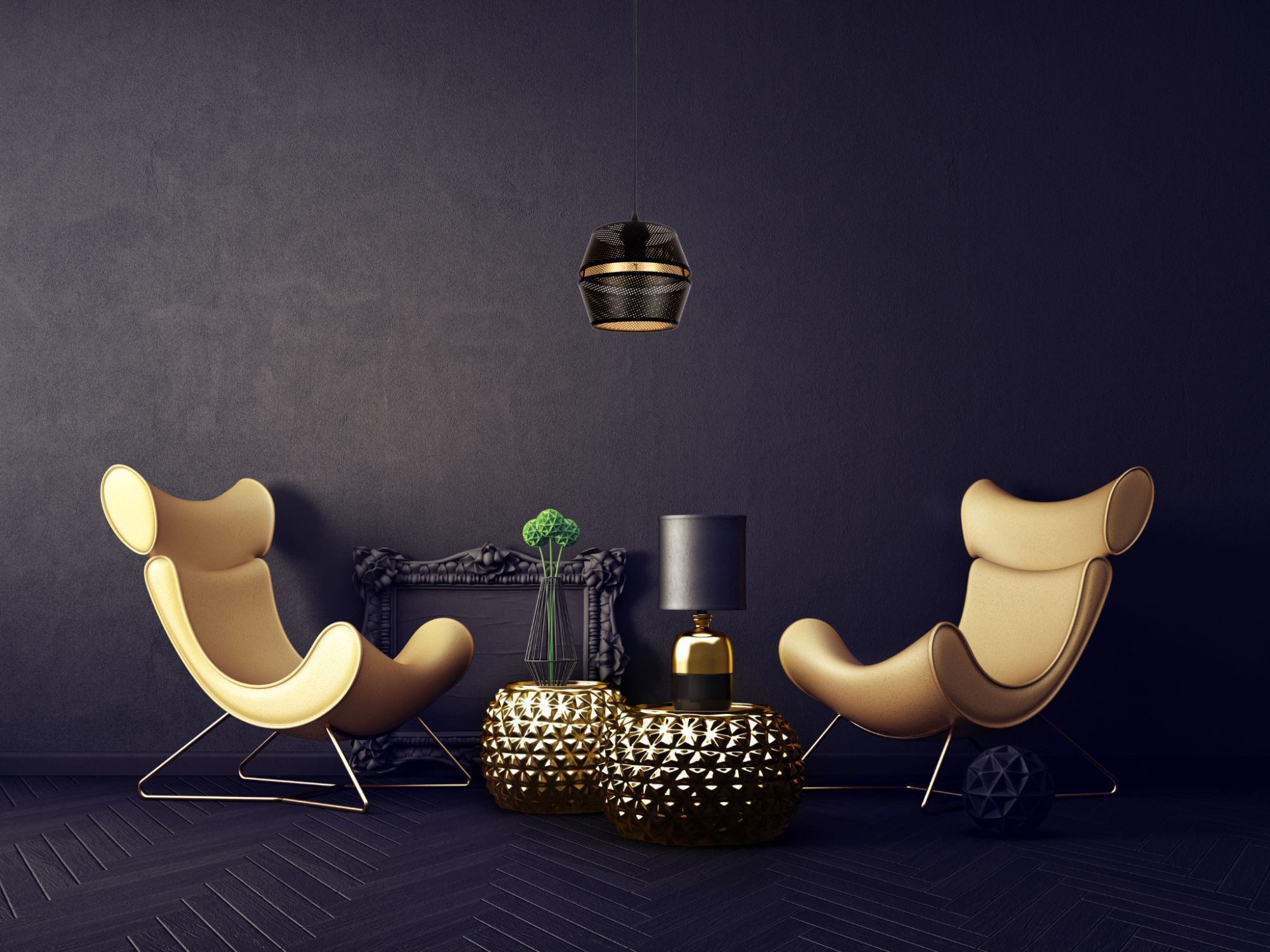 Elégante lampe à suspendre métal noir or E27 Ø20 cm Moebel, Lampe, Stuhl, Beleuchtung, Innenarchitektur