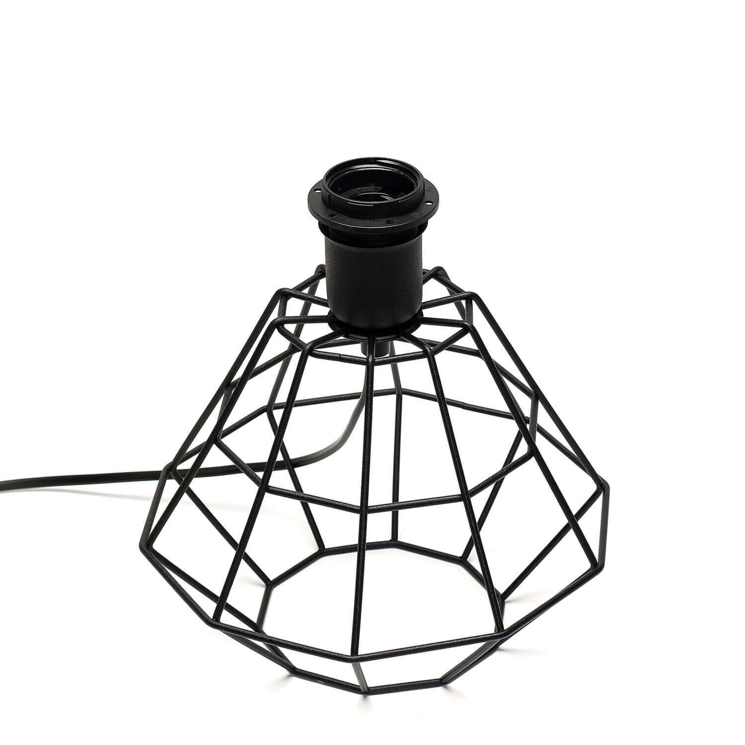 Lampe de table noir E27 métal tissu 34 cm