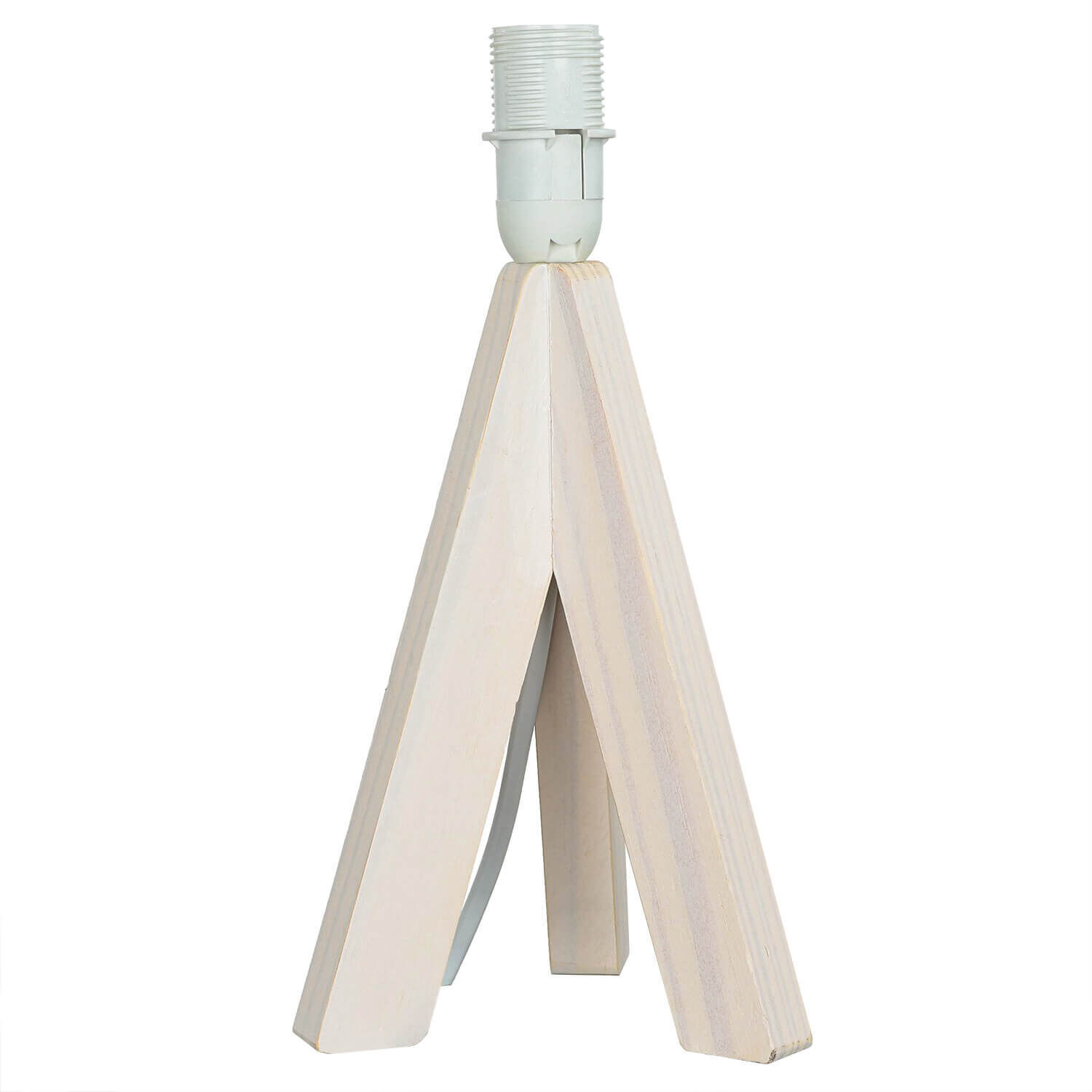 Noble lampe de table en bois Abat-jour en tissu gris 31cm Ø17cm Stativ