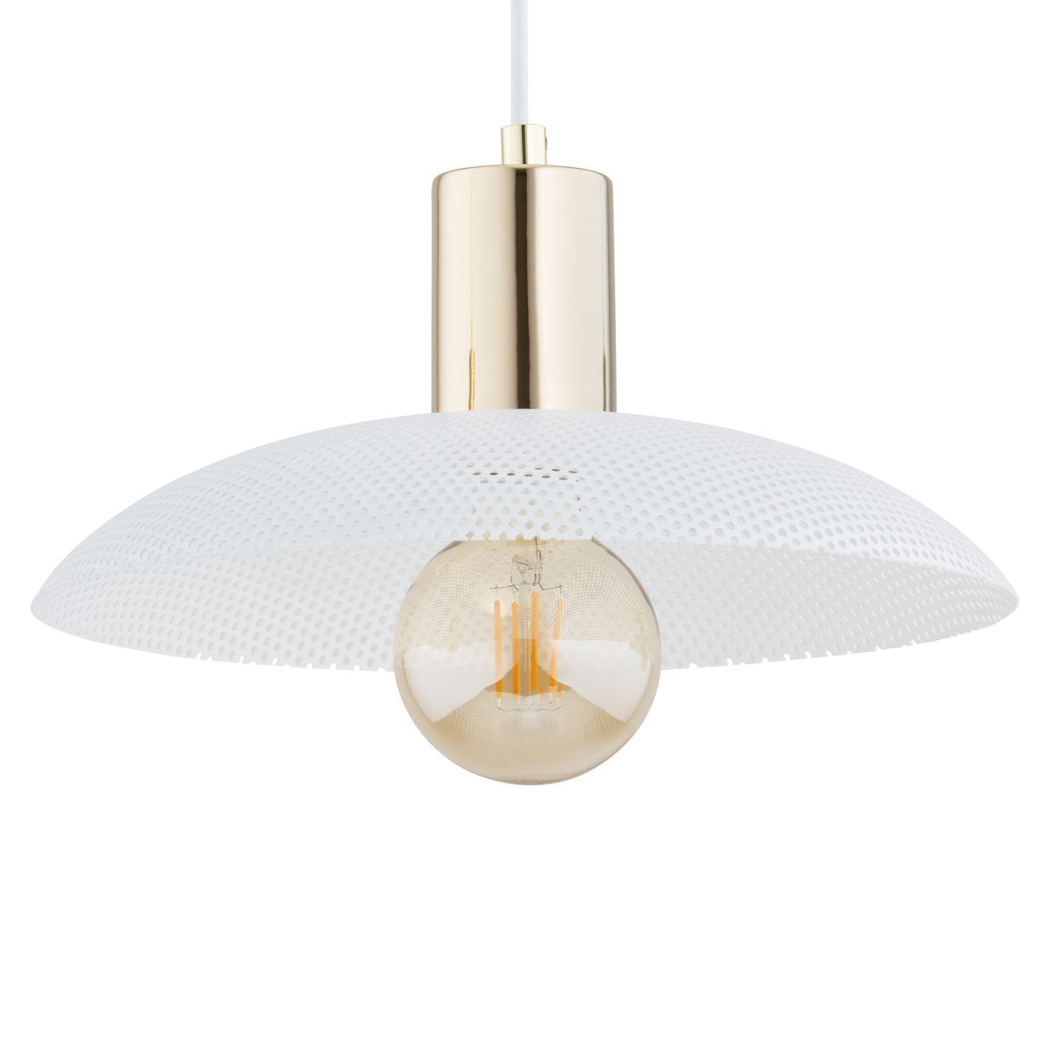 Suspension métal L : 90 cm E27 blanc or 3 flammes E27