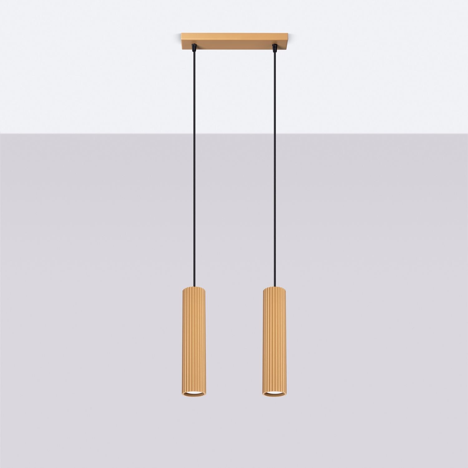 Suspension GU10 à 2 flammes en aluminium L : 30 cm en or