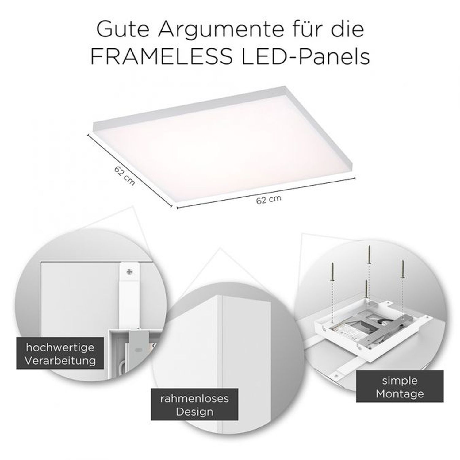 Plafonnier LED à intensité variable Télécommande L:62 cm Mémoire