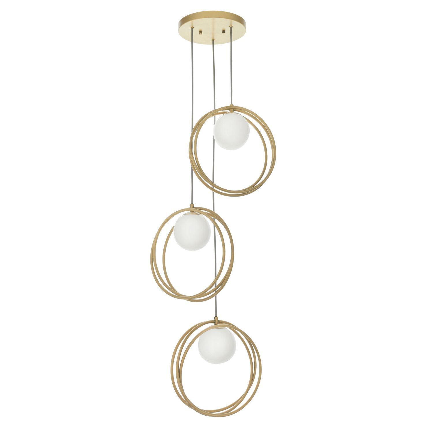 Lampe à suspendre 3 flammes métal verre hauteur réglable or blanc G9