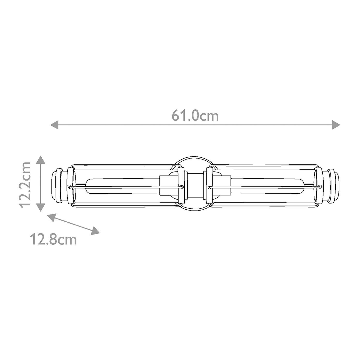 Lampe de salle de bain murale IP44 laiton antique noir 61 cm 2x E27