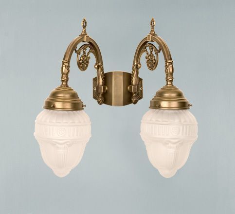 Applique élégante laiton verre E27 2 flammes ornements