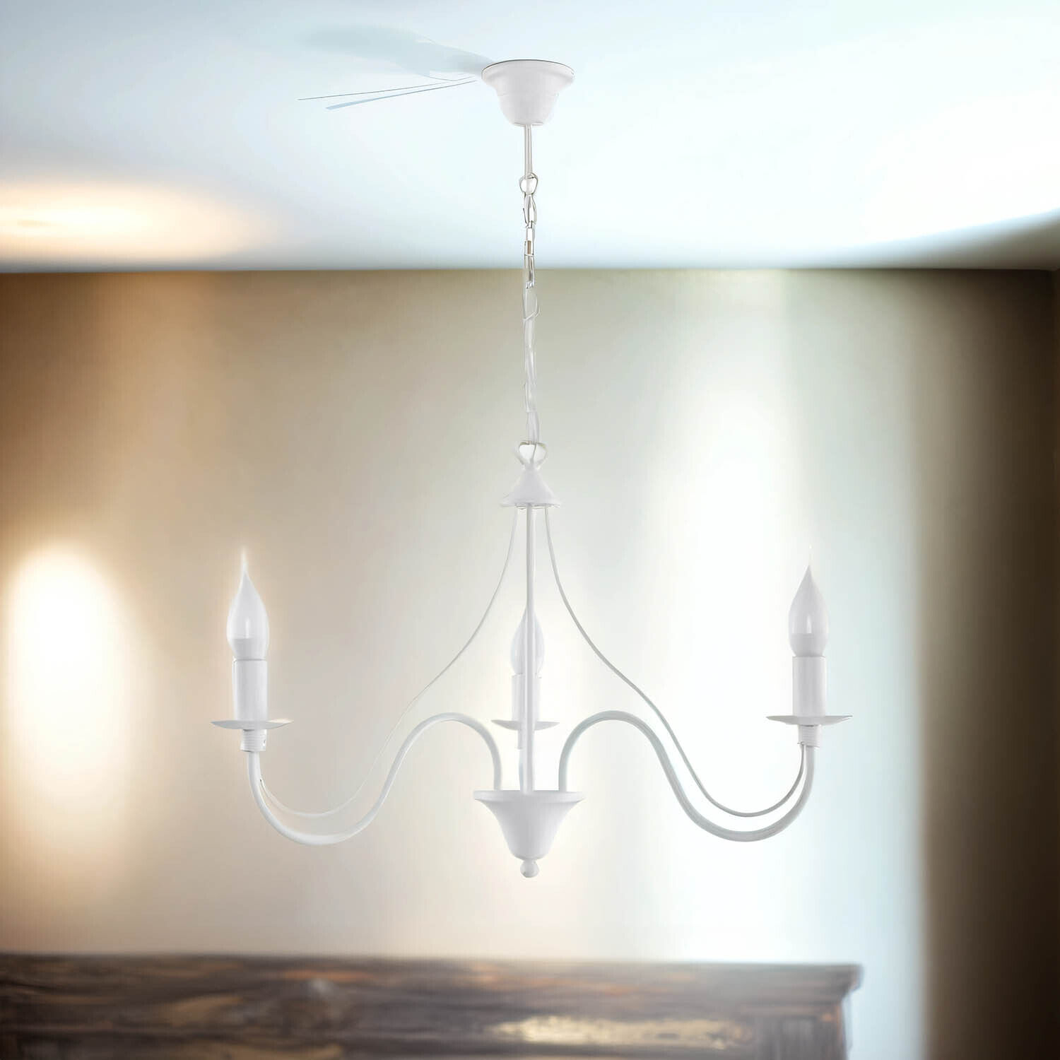 Suspension lustre rustique blanc