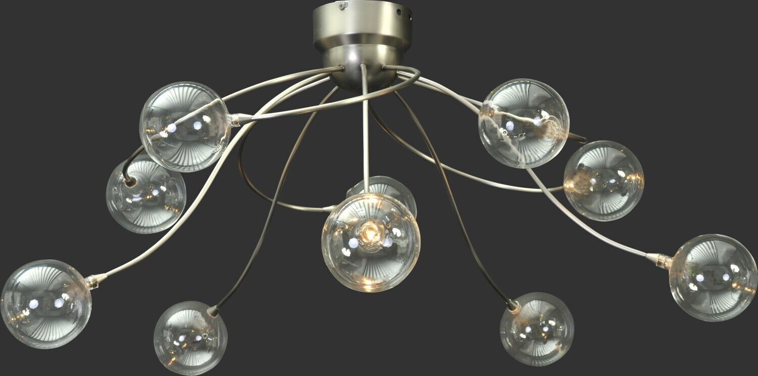 Plafonnier LED avec abat-jour en verre mat aspect nickel