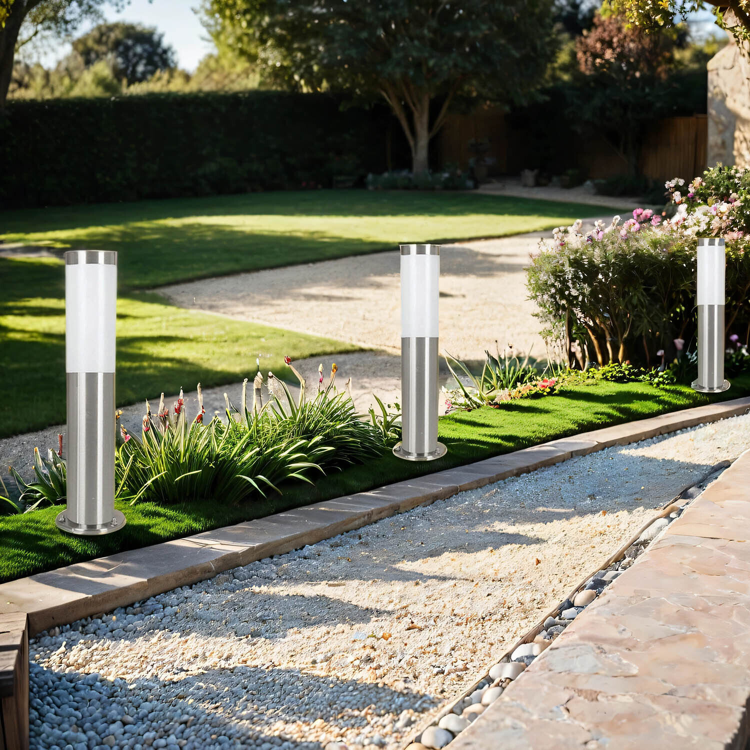 Borne d'éclairage extérieur en acier inoxydable IP44 Jardin Gras, Hinterhof, Draußen, Hof, Pfad