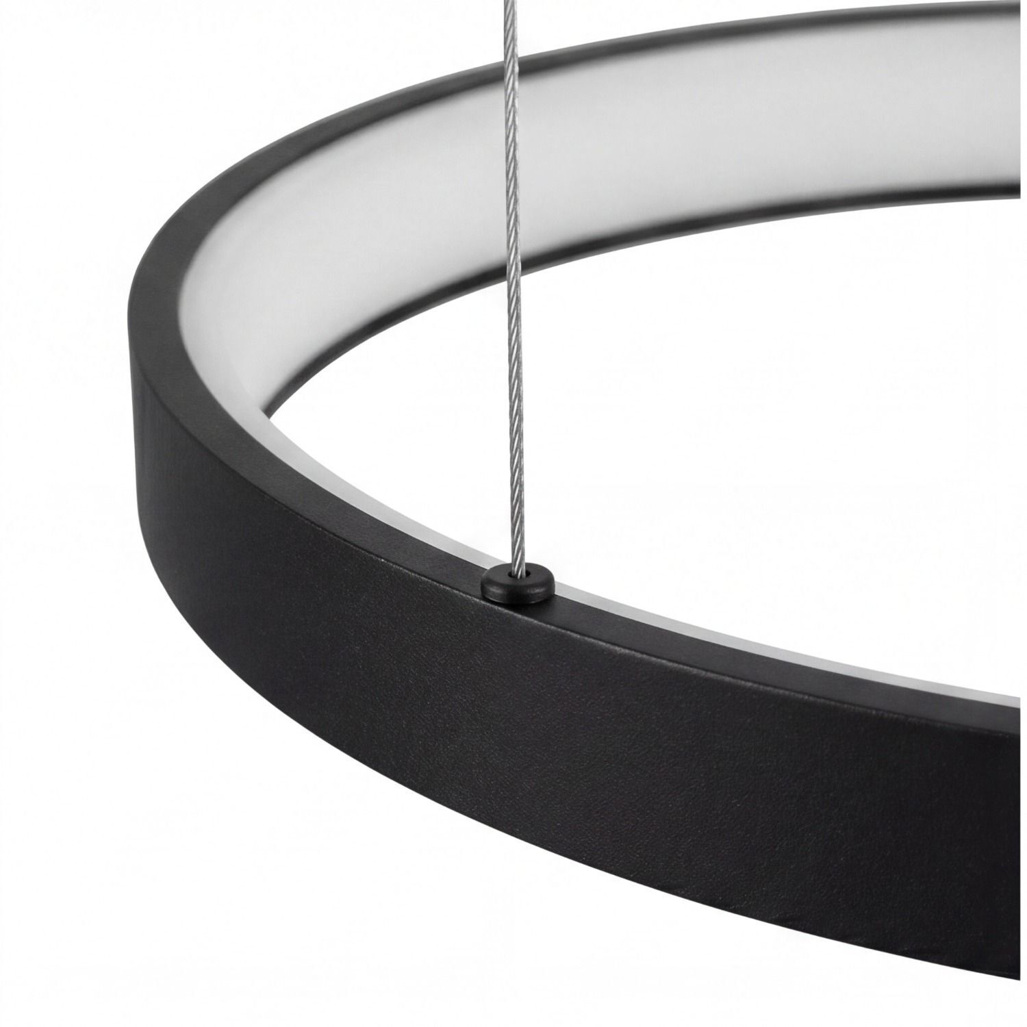 LED Lampe à suspendre noire anneau L:65 cm 3000/4000/6500 K ring, haken, kabel, schwarz, metall