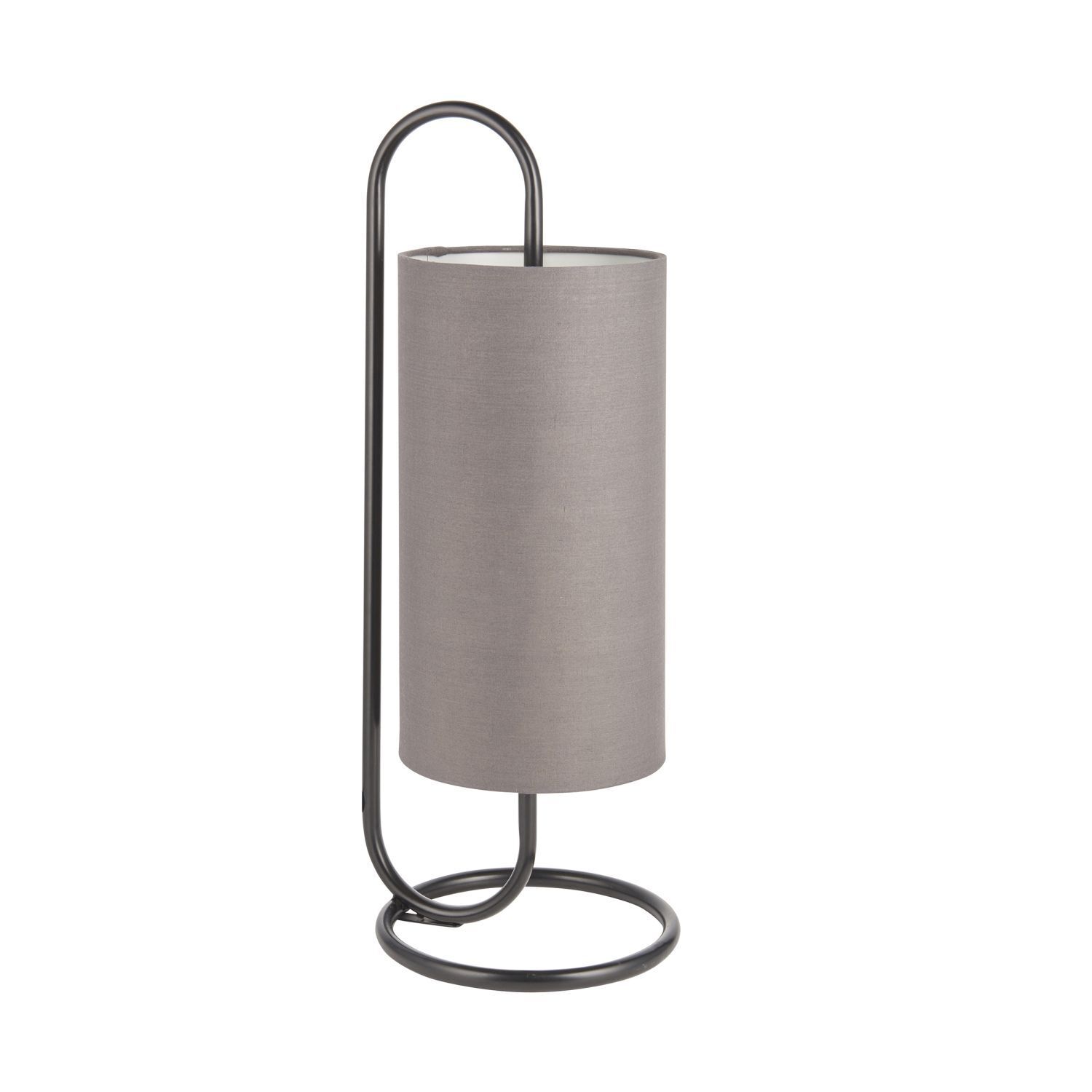 Lampe de table Noir Gris en tissu Métal 50 cm E27 Moderne